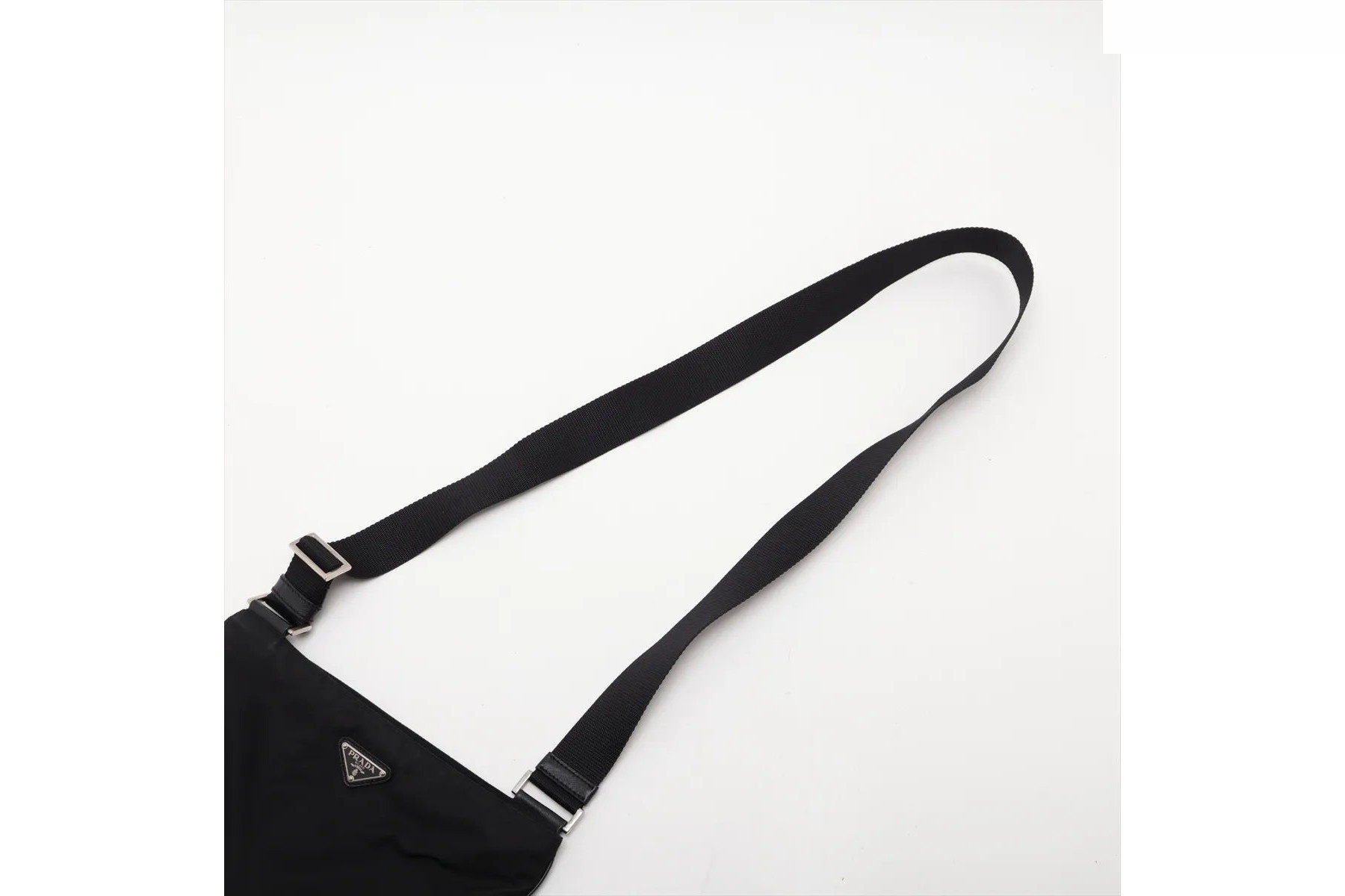Tessuto Nylon Triangle Logo Leather Shoulder Bag — view 5