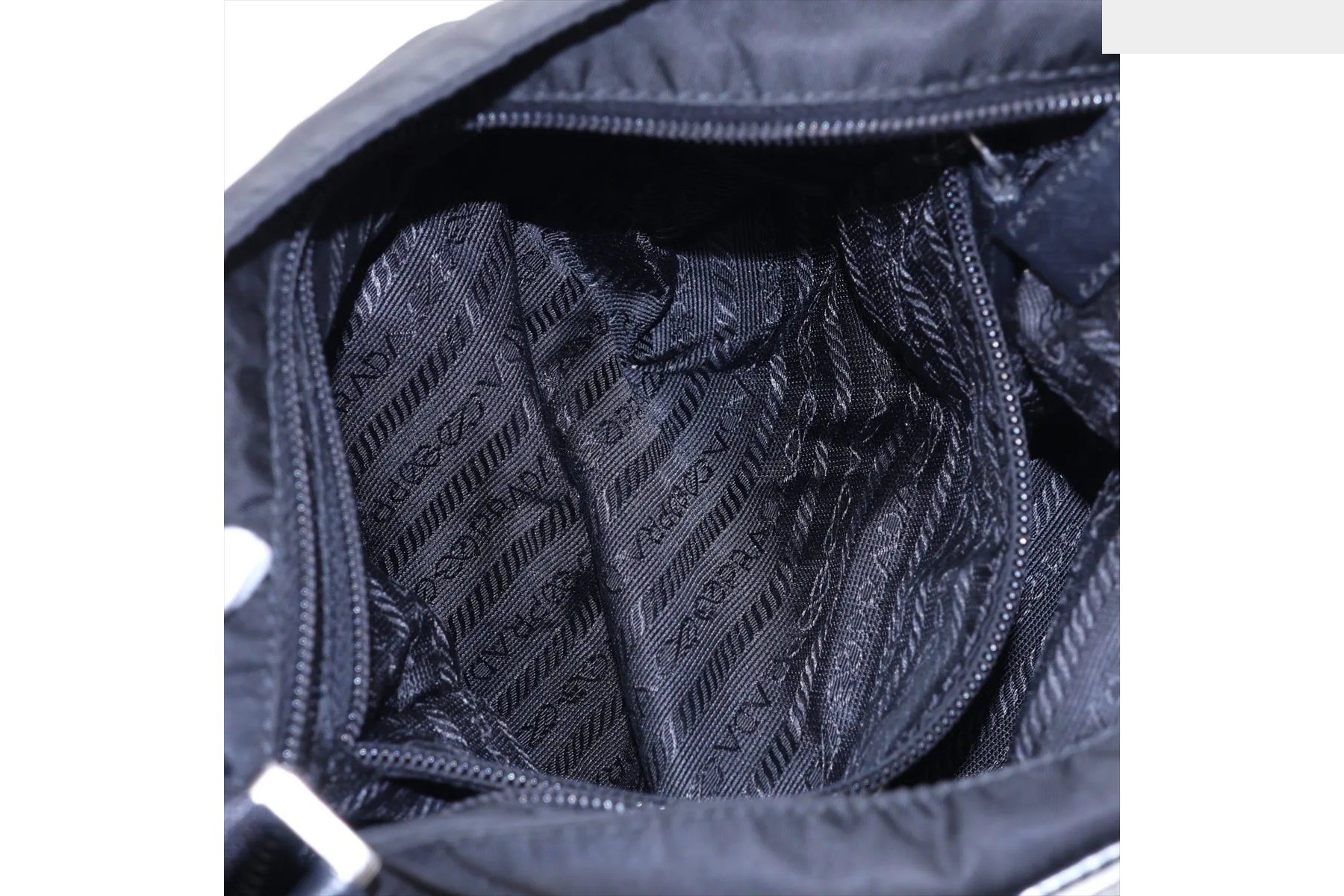 Tessuto Nylon Triangle Logo Leather Shoulder Bag — view 7
