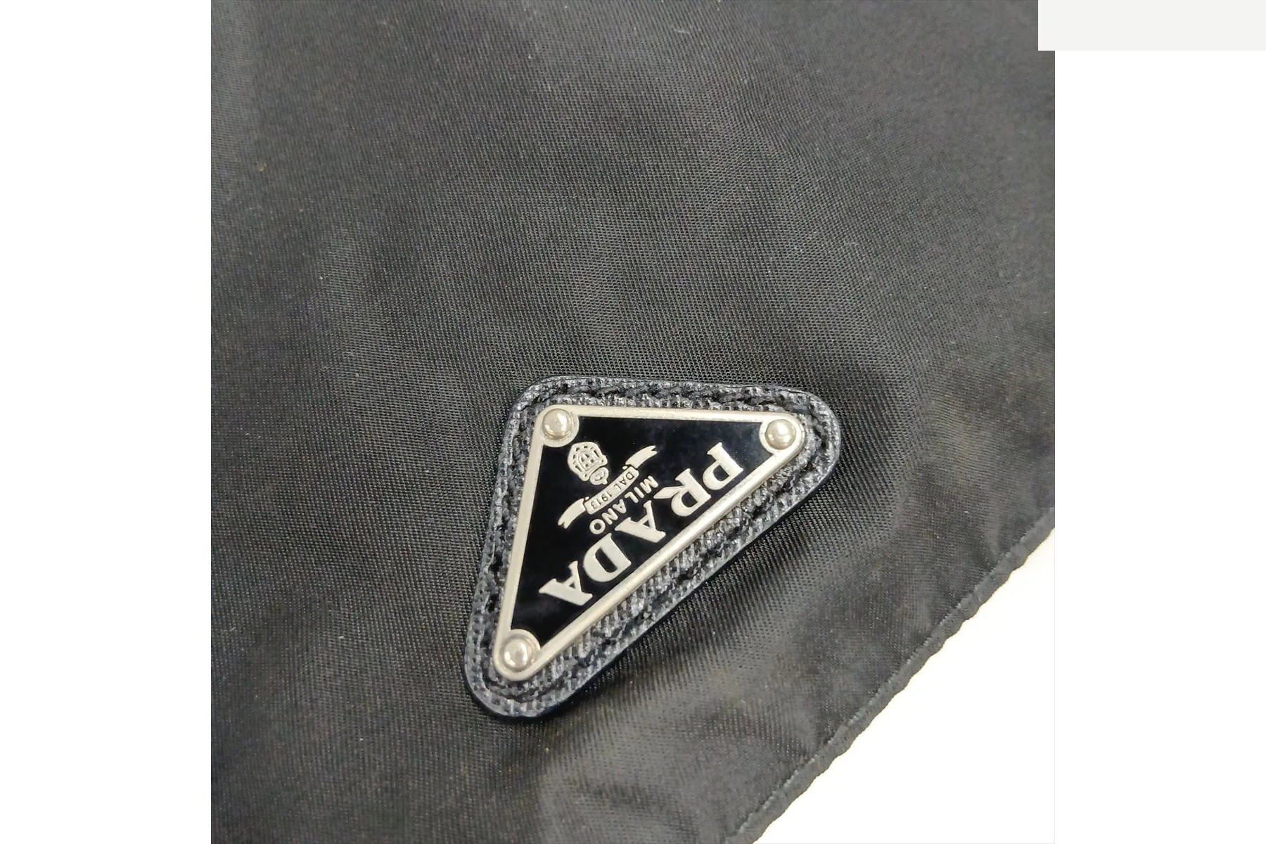 Tessuto Nylon Triangle Logo Leather Shoulder Bag — view 10