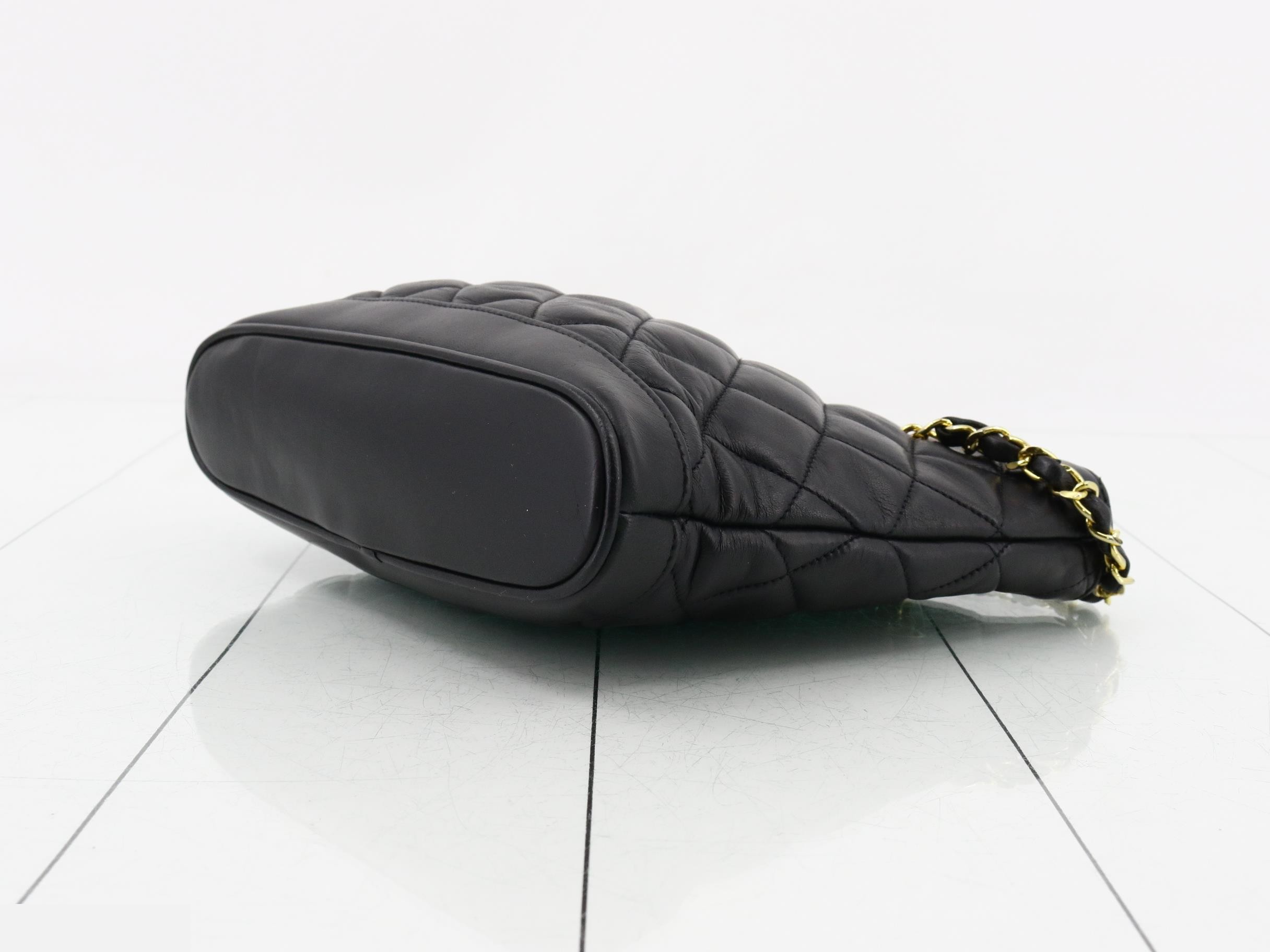 Matelassé Chain Shoulder Bag, Lambskin, Black, Gold Hardware — view 6