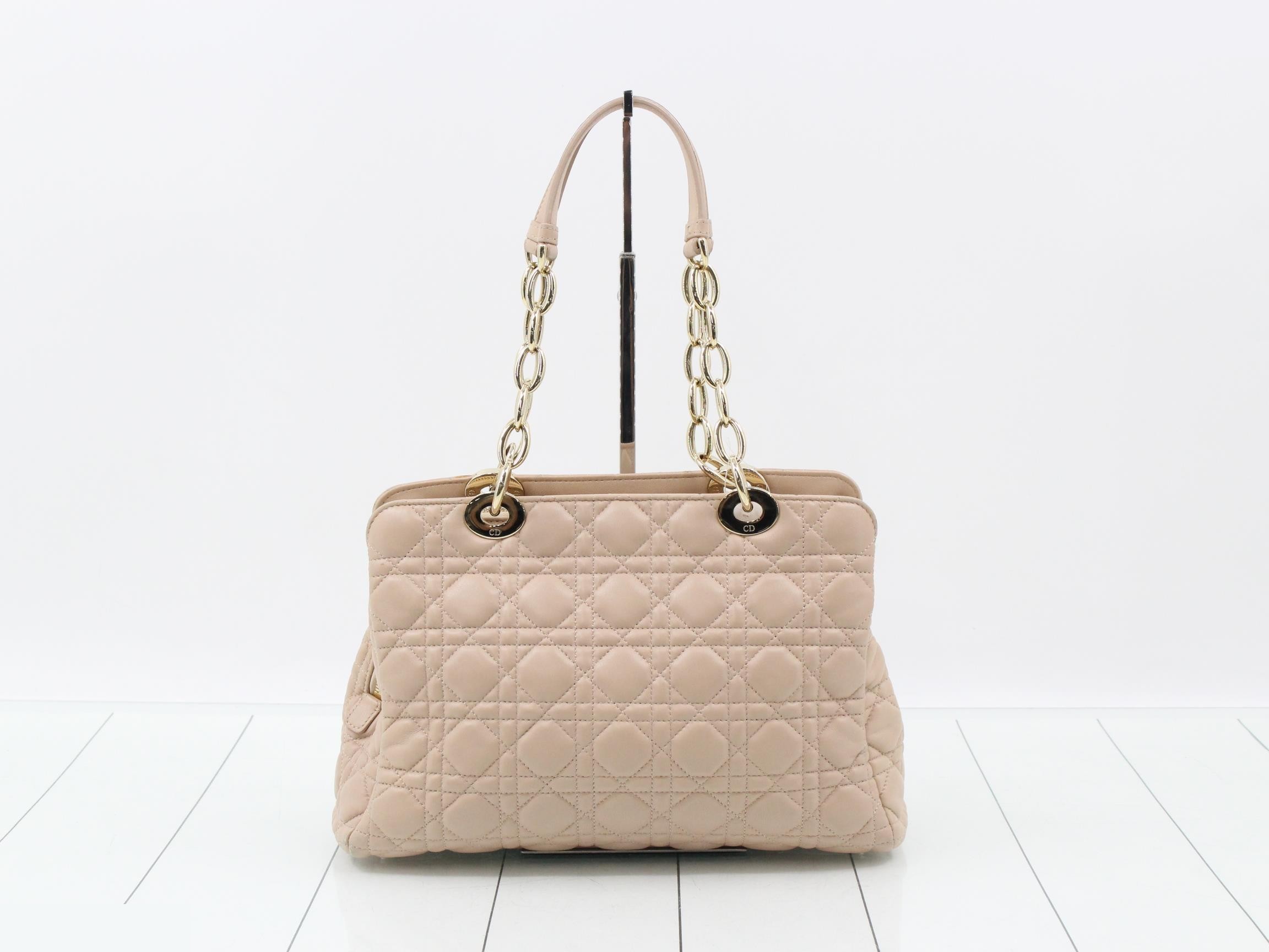 Lady Dior shoulder bag, leather, beige — view 2