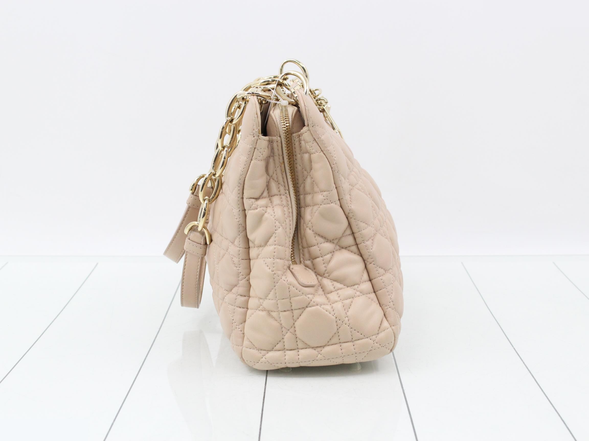 Lady Dior shoulder bag, leather, beige — view 4