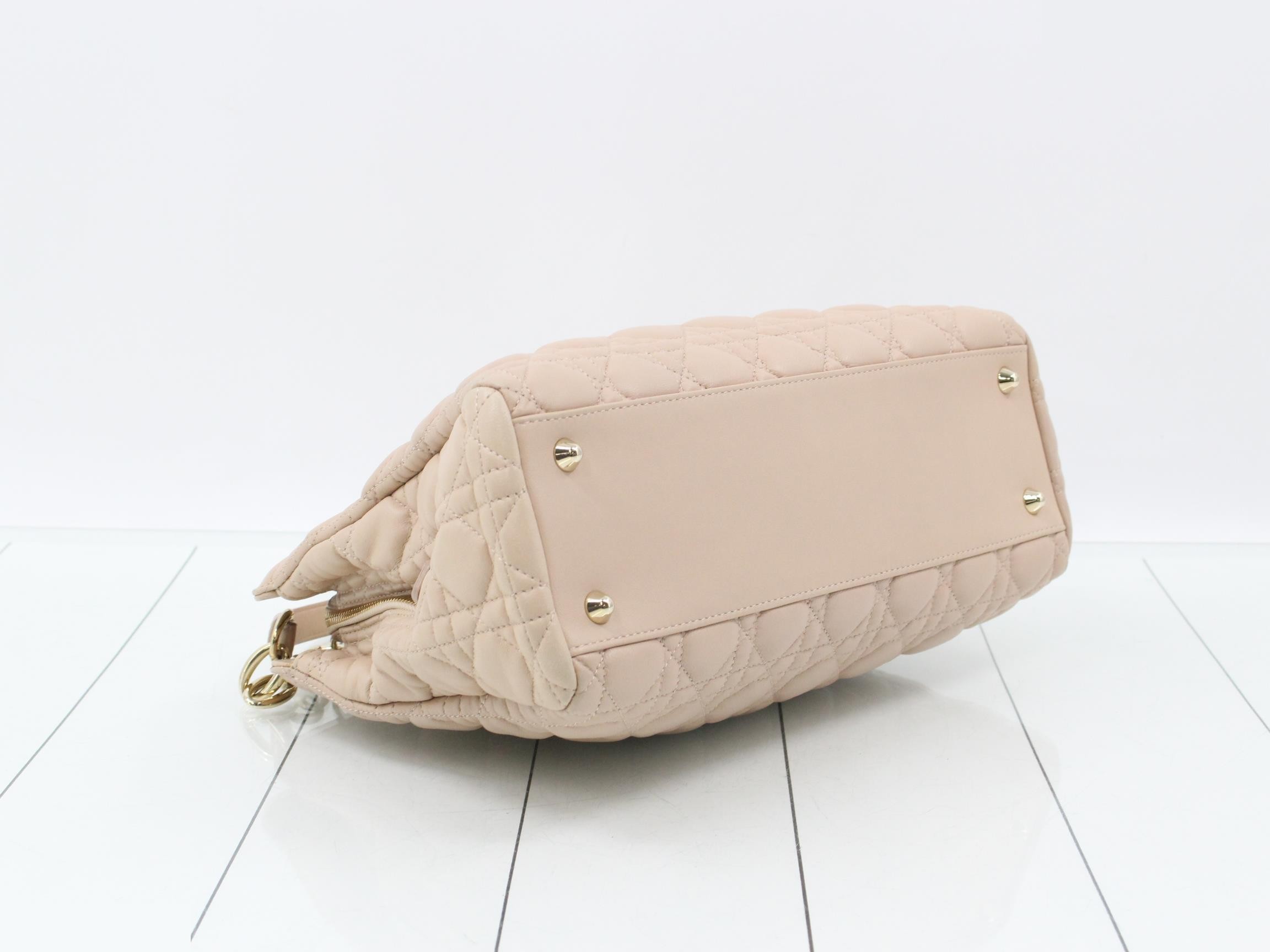 Lady Dior shoulder bag, leather, beige — view 5