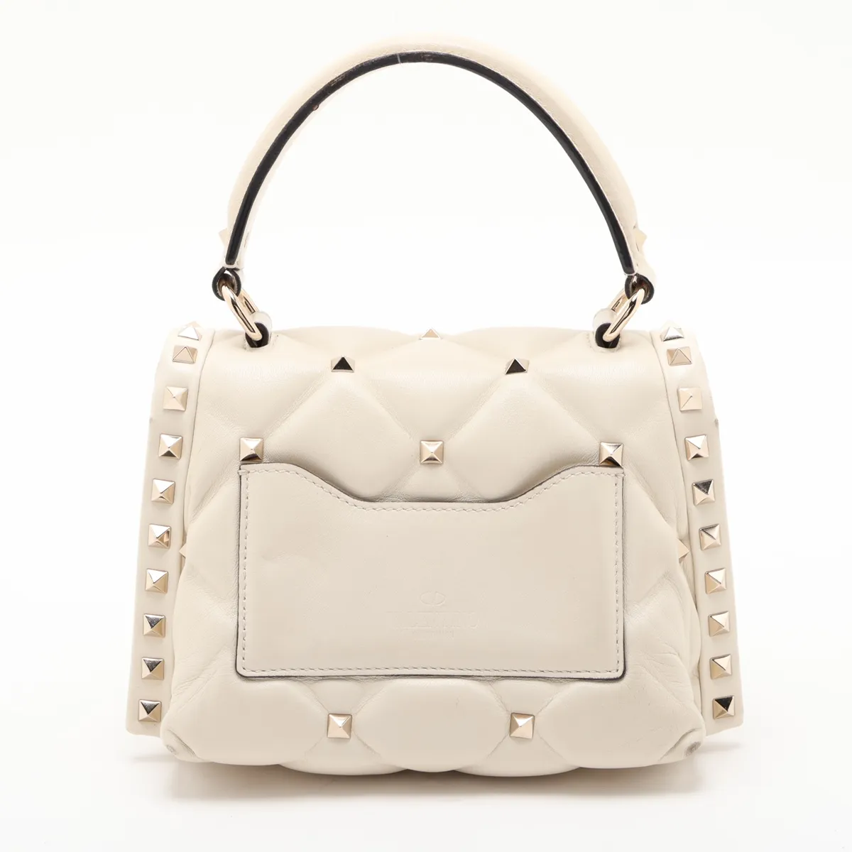 Candy Stud Leather 2-Way Handbag, White — view 2