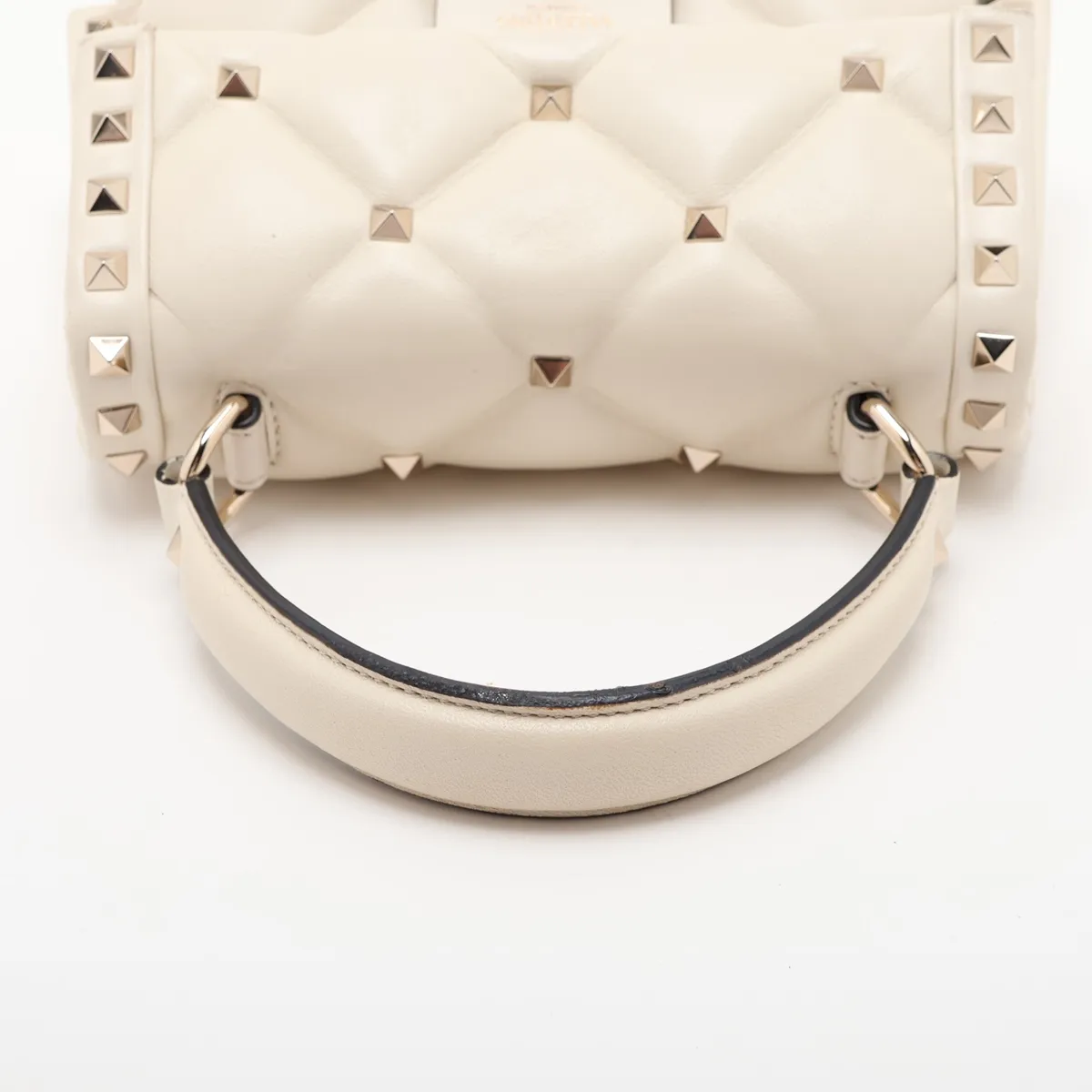 Candy Stud Leather 2-Way Handbag, White — view 5