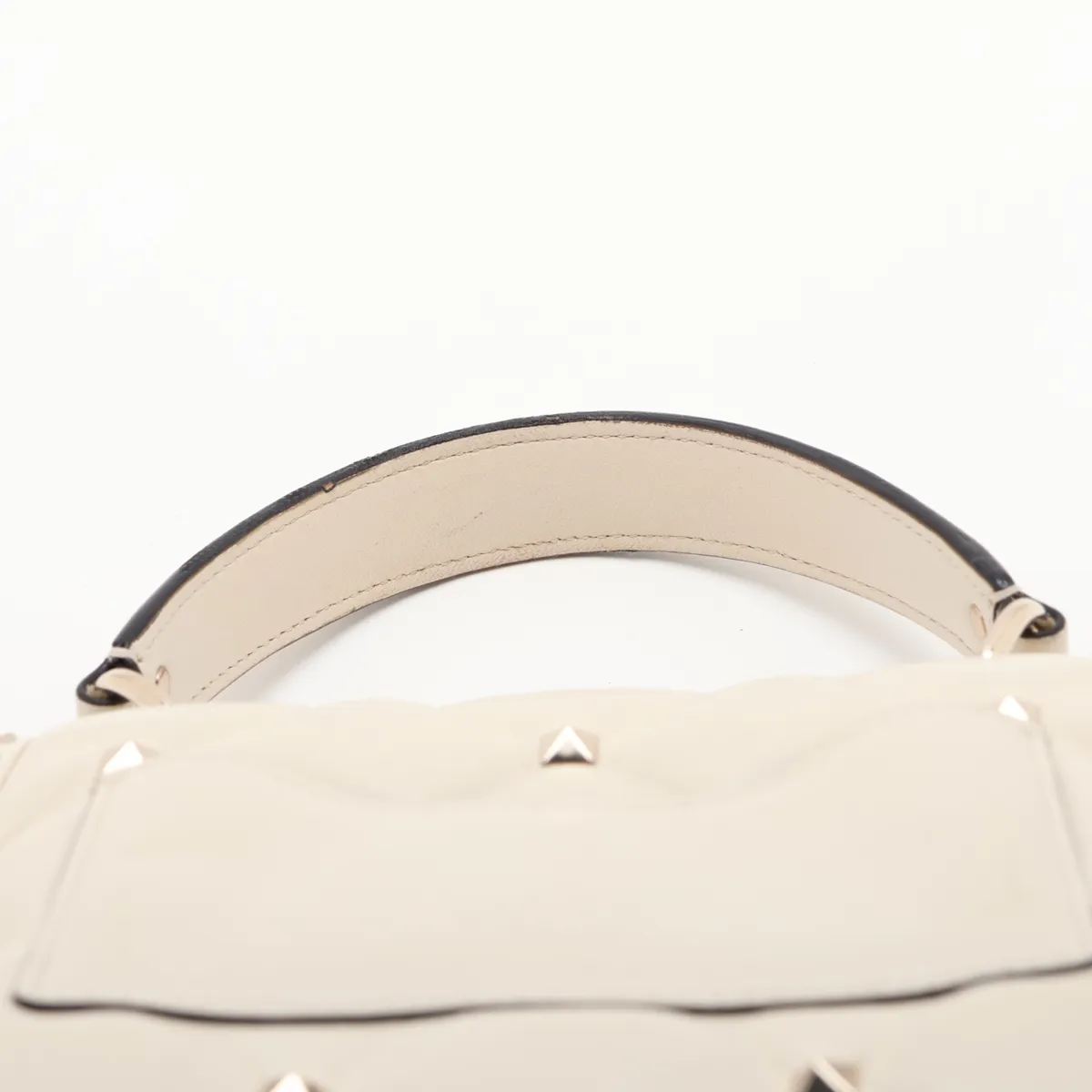 Candy Stud Leather 2-Way Handbag, White — view 6