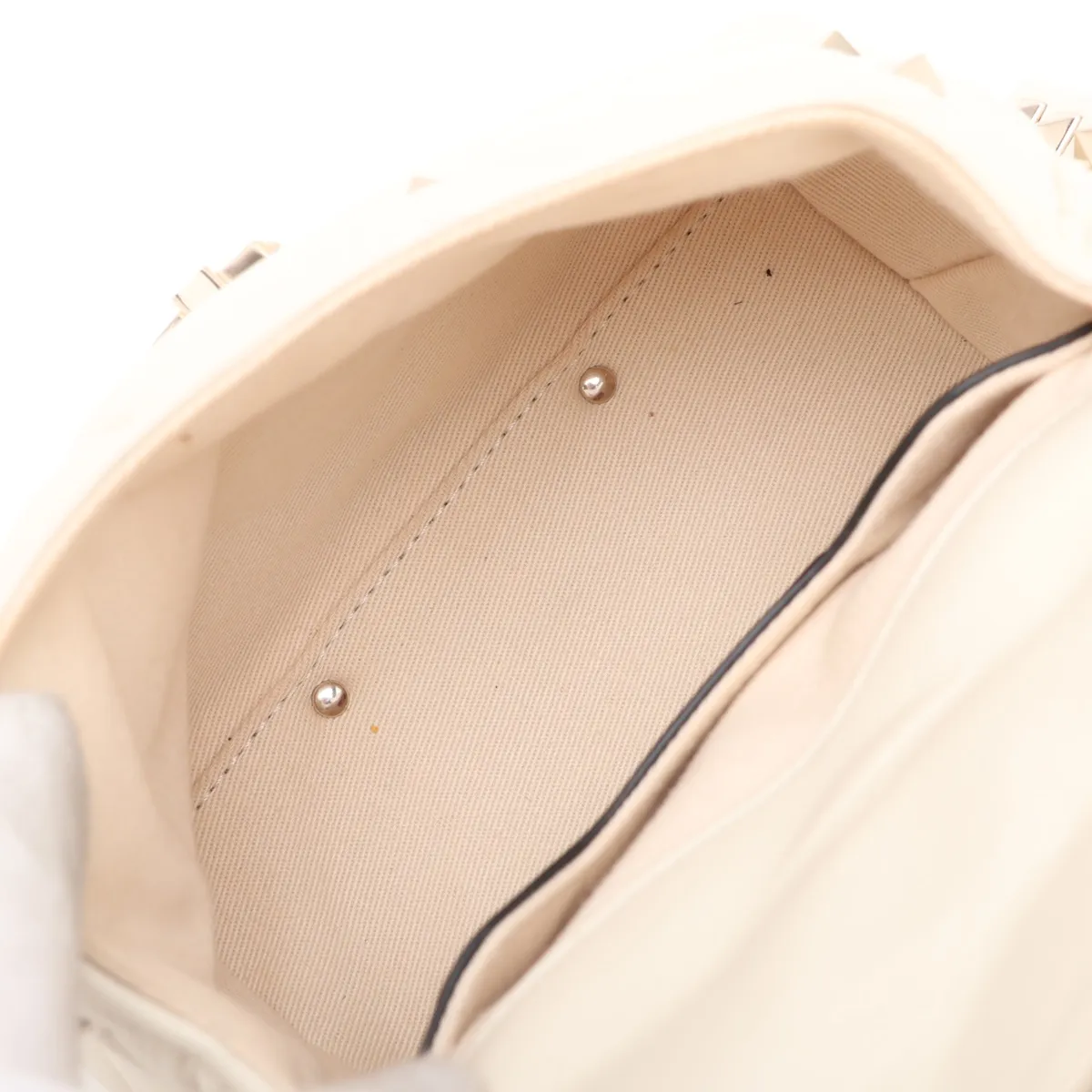 Candy Stud Leather 2-Way Handbag, White — view 8