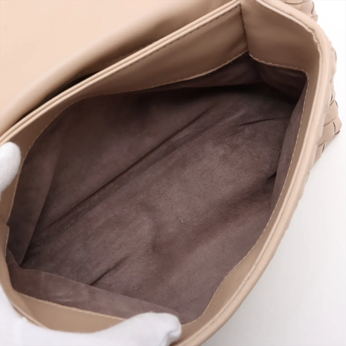 Intrecciato Olympia Leather Chain Shoulder Bag Beige — view 7
