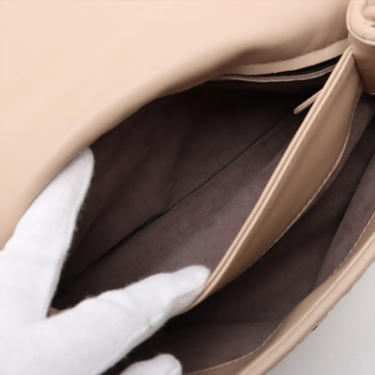 Intrecciato Olympia Leather Chain Shoulder Bag Beige — view 8