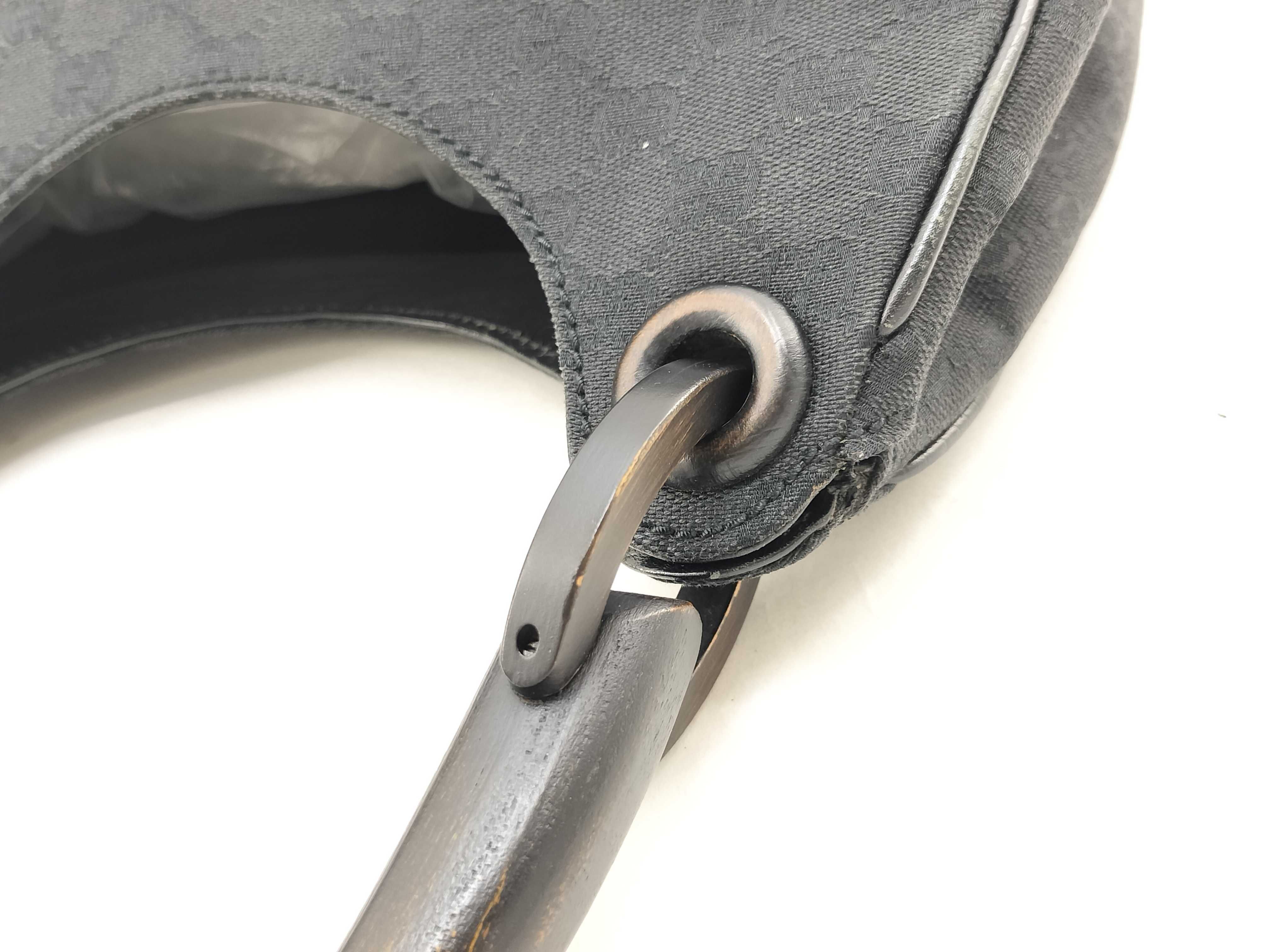GG Canvas Gucci GG Canvas Horsewood Wood Handle 106495 Black One Shoulder Handbag — view 8