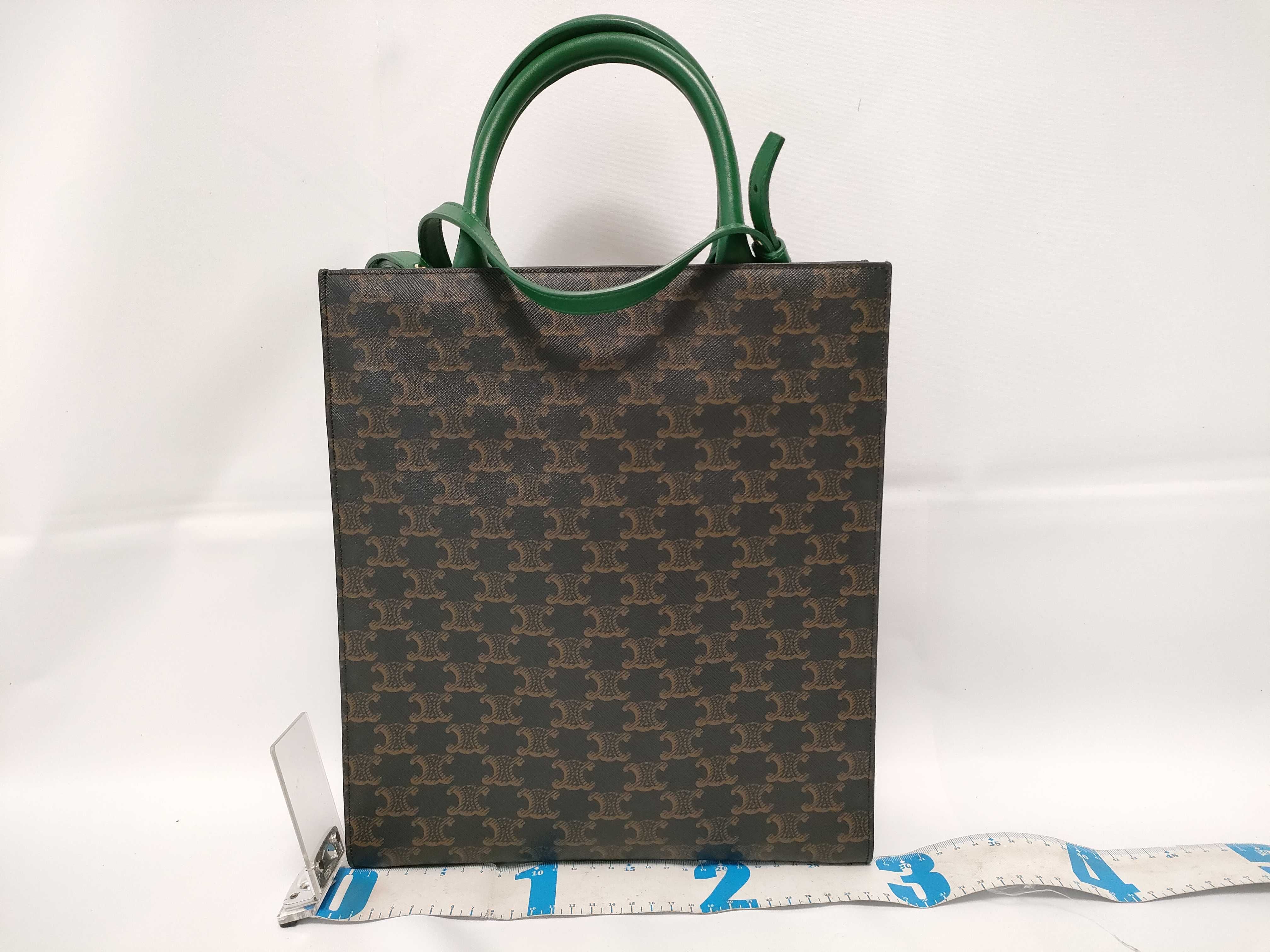 Triomphe Vertical Cabas PVC x Leather 2-Way Handbag Brown x Green Handbag — view 2
