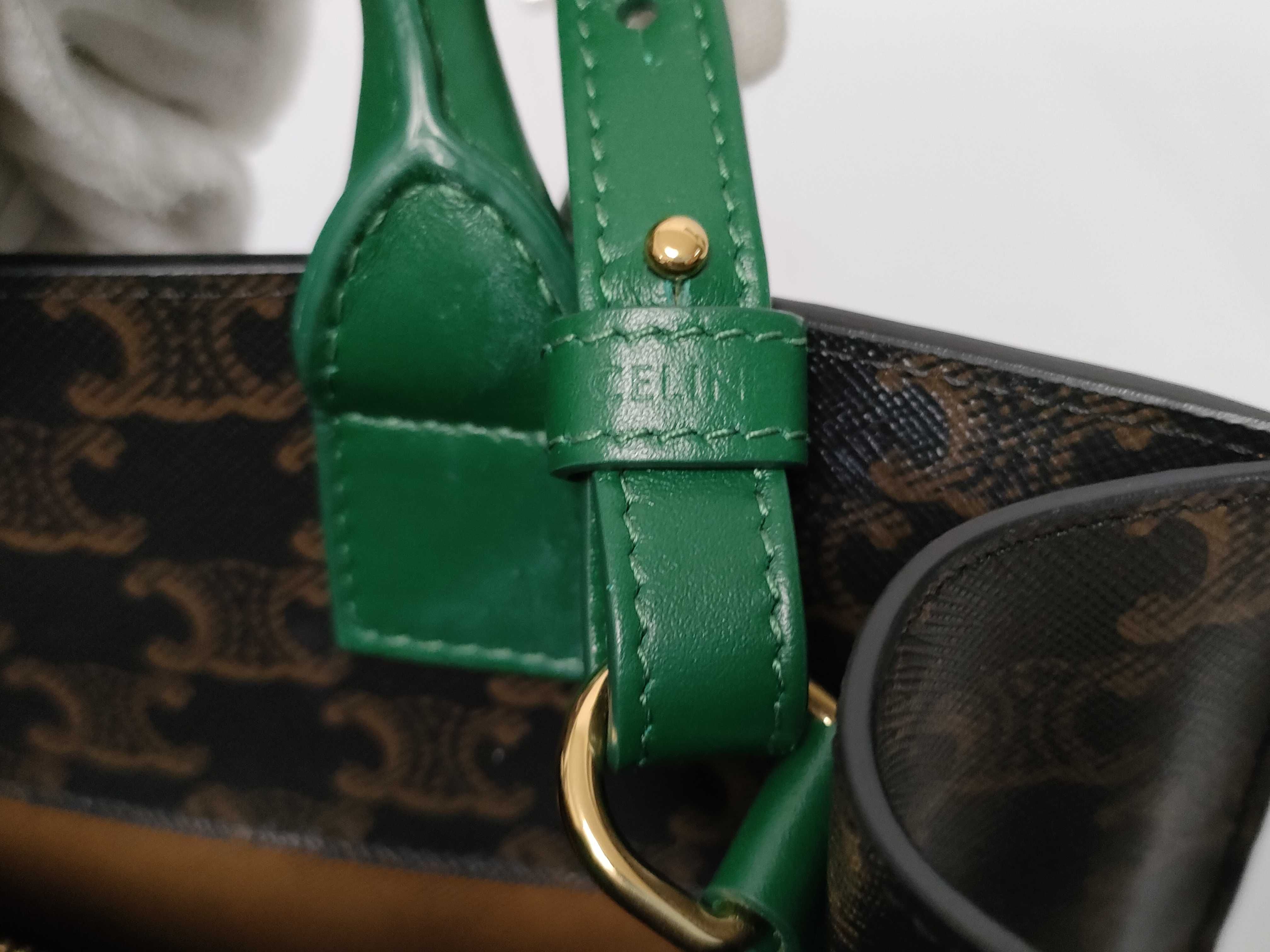 Triomphe Vertical Cabas PVC x Leather 2-Way Handbag Brown x Green Handbag — view 11