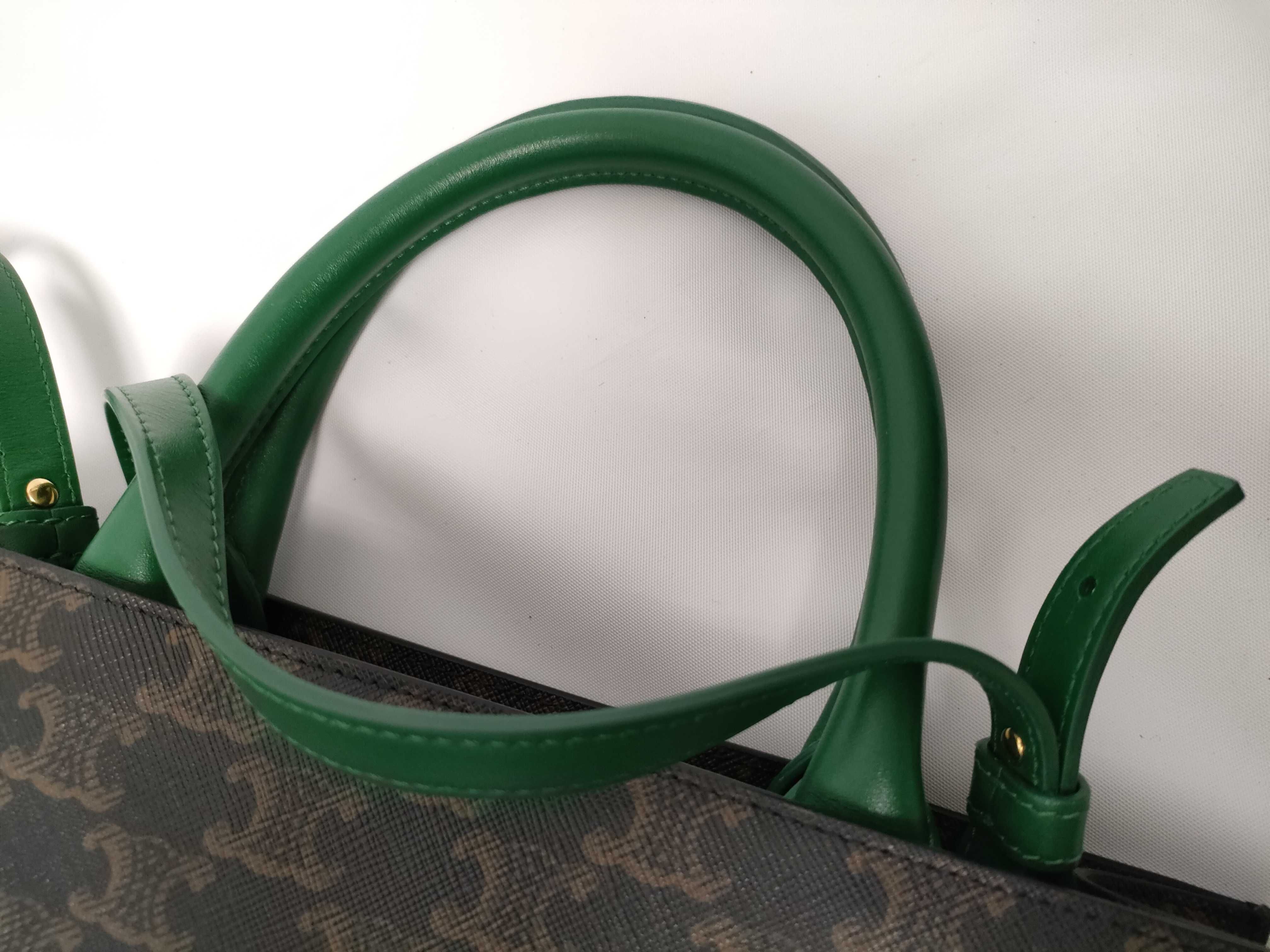 Triomphe Vertical Cabas PVC x Leather 2-Way Handbag Brown x Green Handbag — view 3