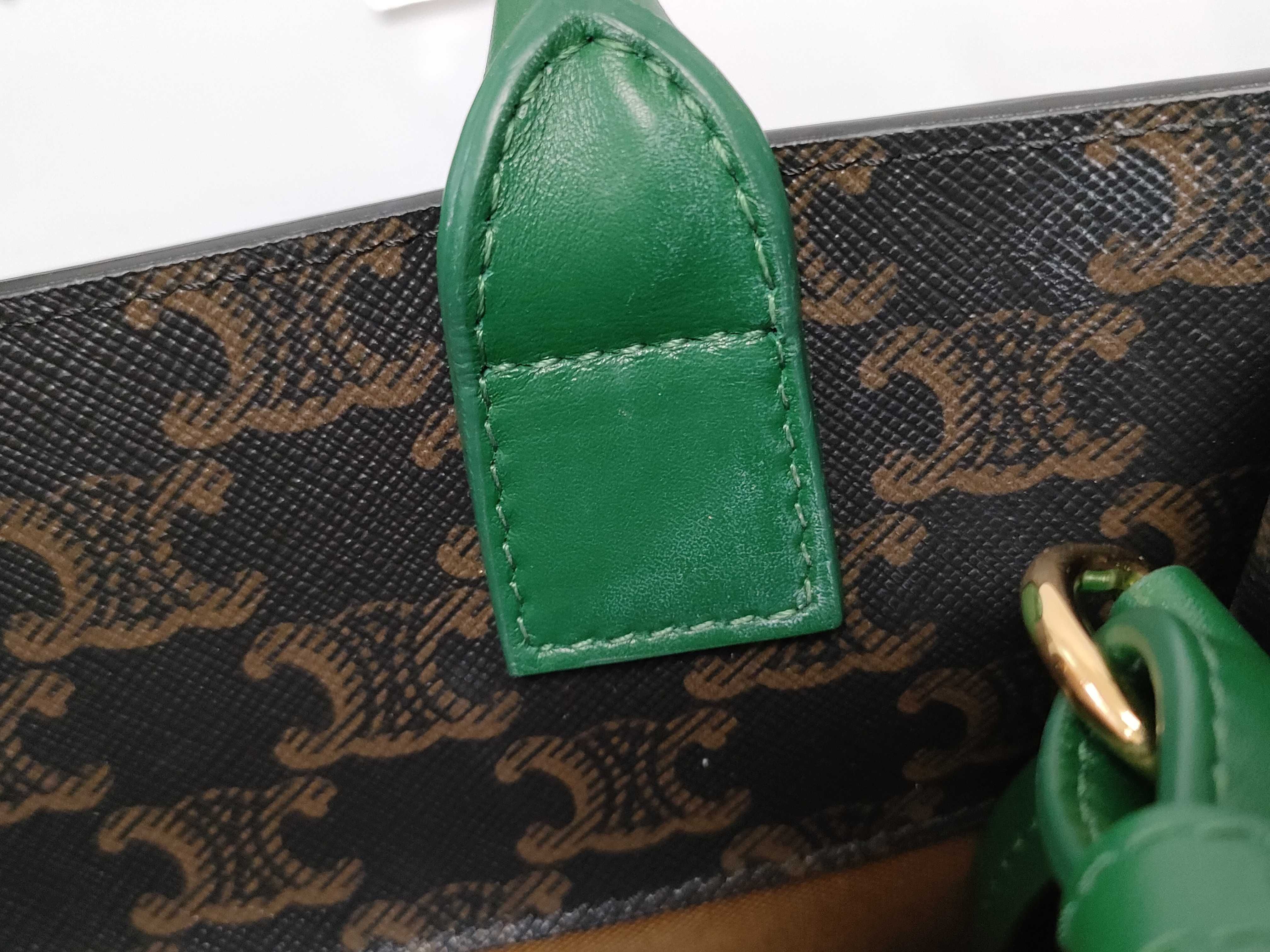 Triomphe Vertical Cabas PVC x Leather 2-Way Handbag Brown x Green Handbag — view 5