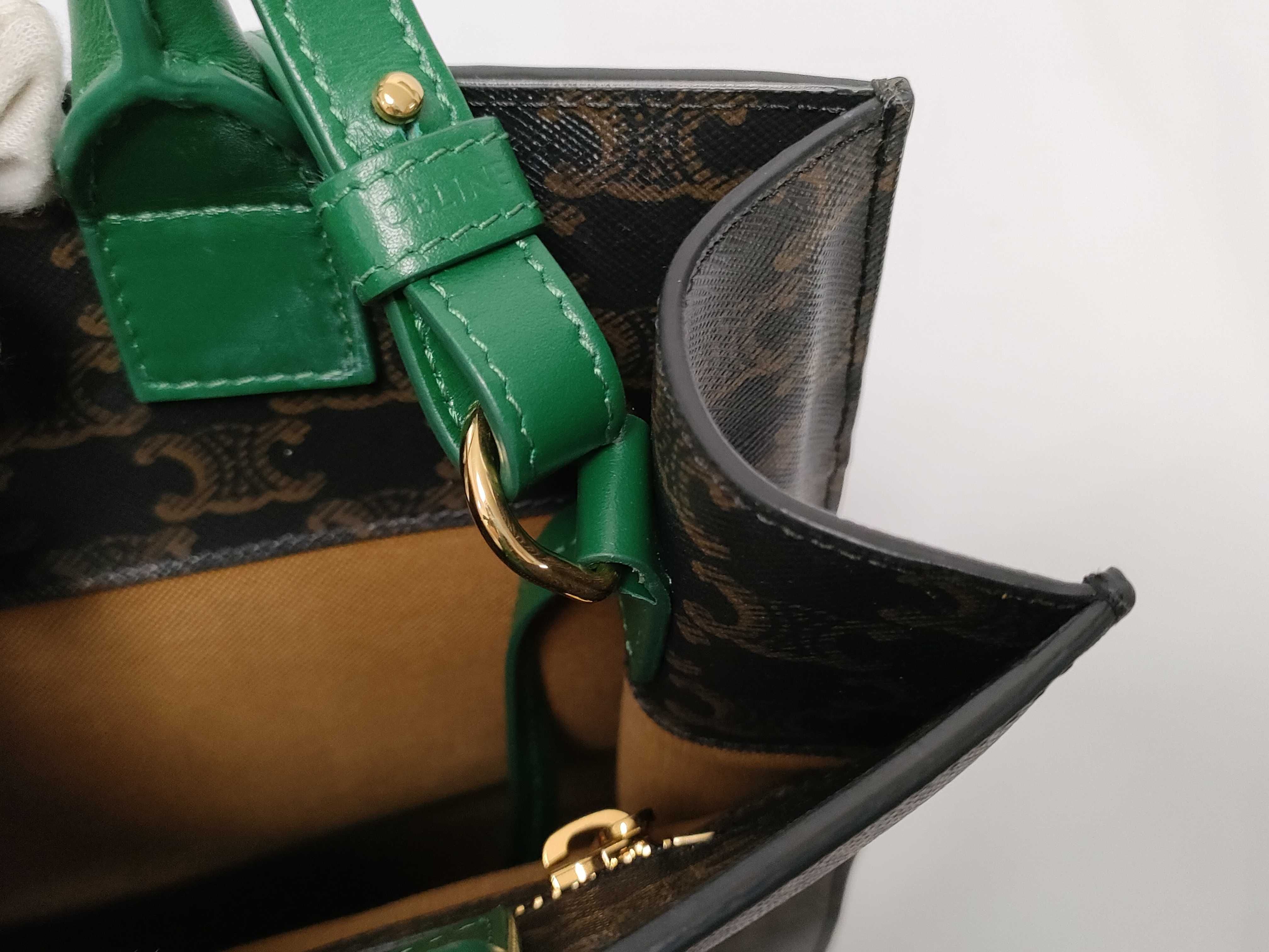 Triomphe Vertical Cabas PVC x Leather 2-Way Handbag Brown x Green Handbag — view 8