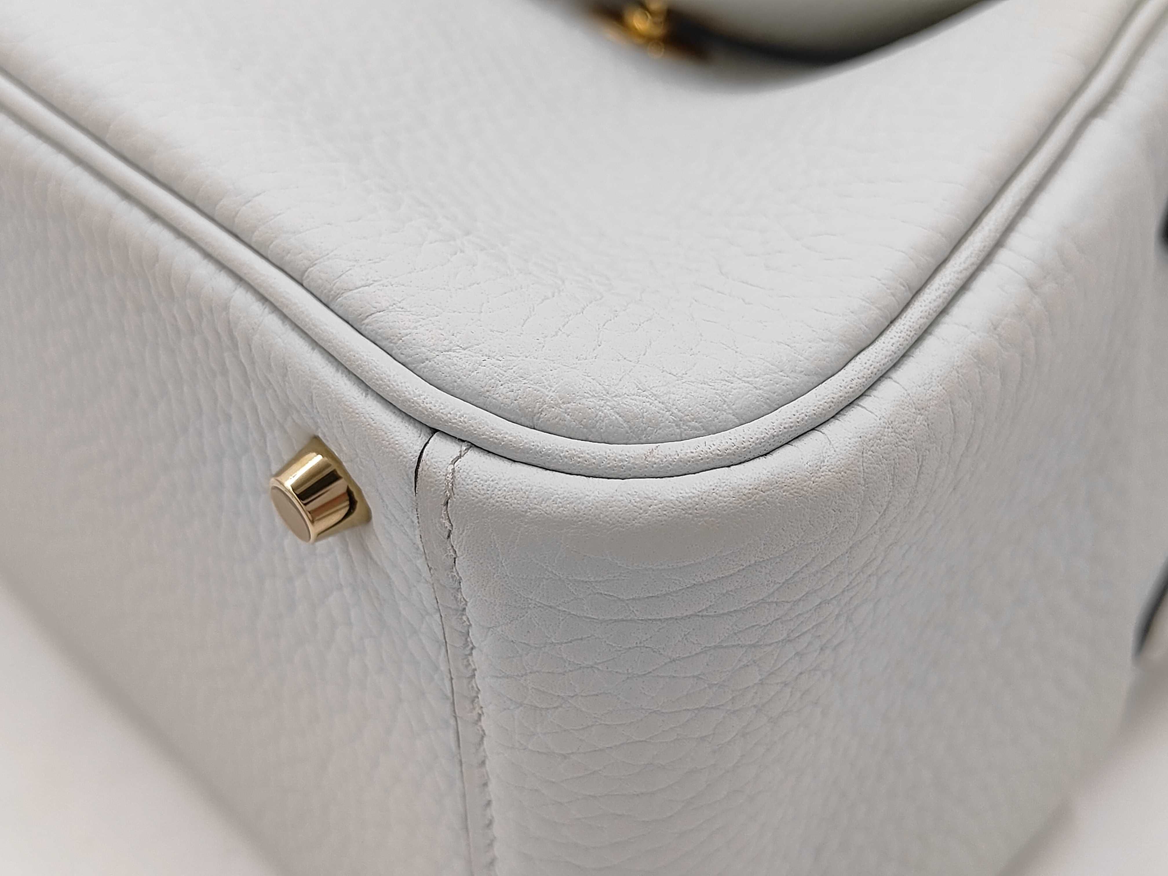 Lindy Mini Shoulder Bag in Taurillon Clemence Leather, Gris Perle, with Dust Bag — view 6