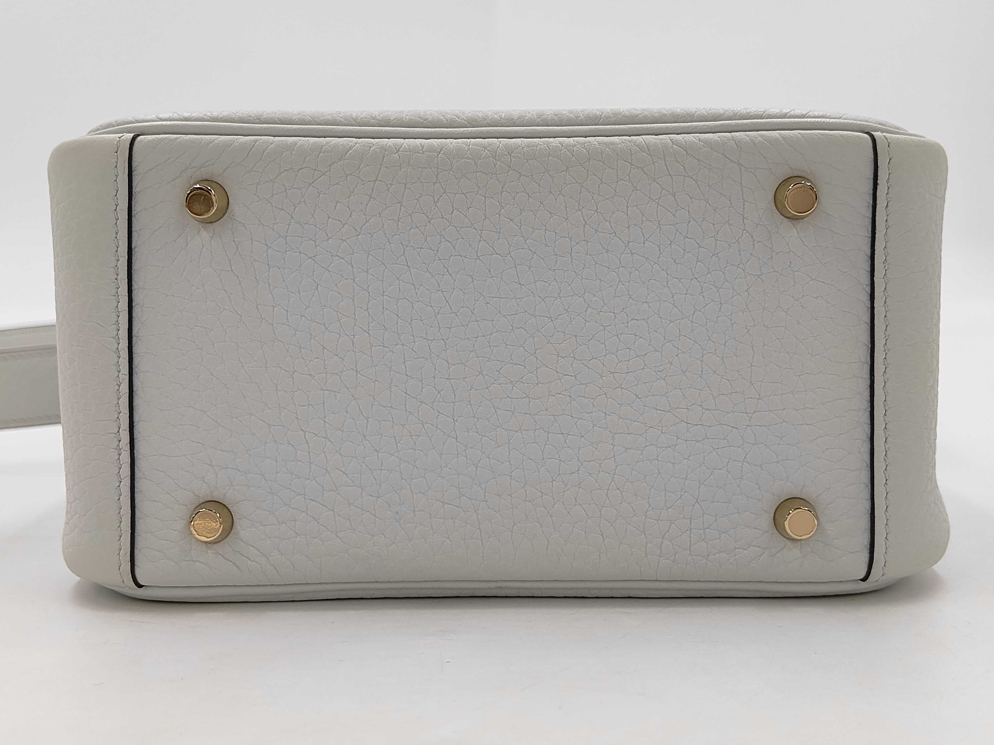 Lindy Mini Shoulder Bag in Taurillon Clemence Leather, Gris Perle, with Dust Bag — view 7