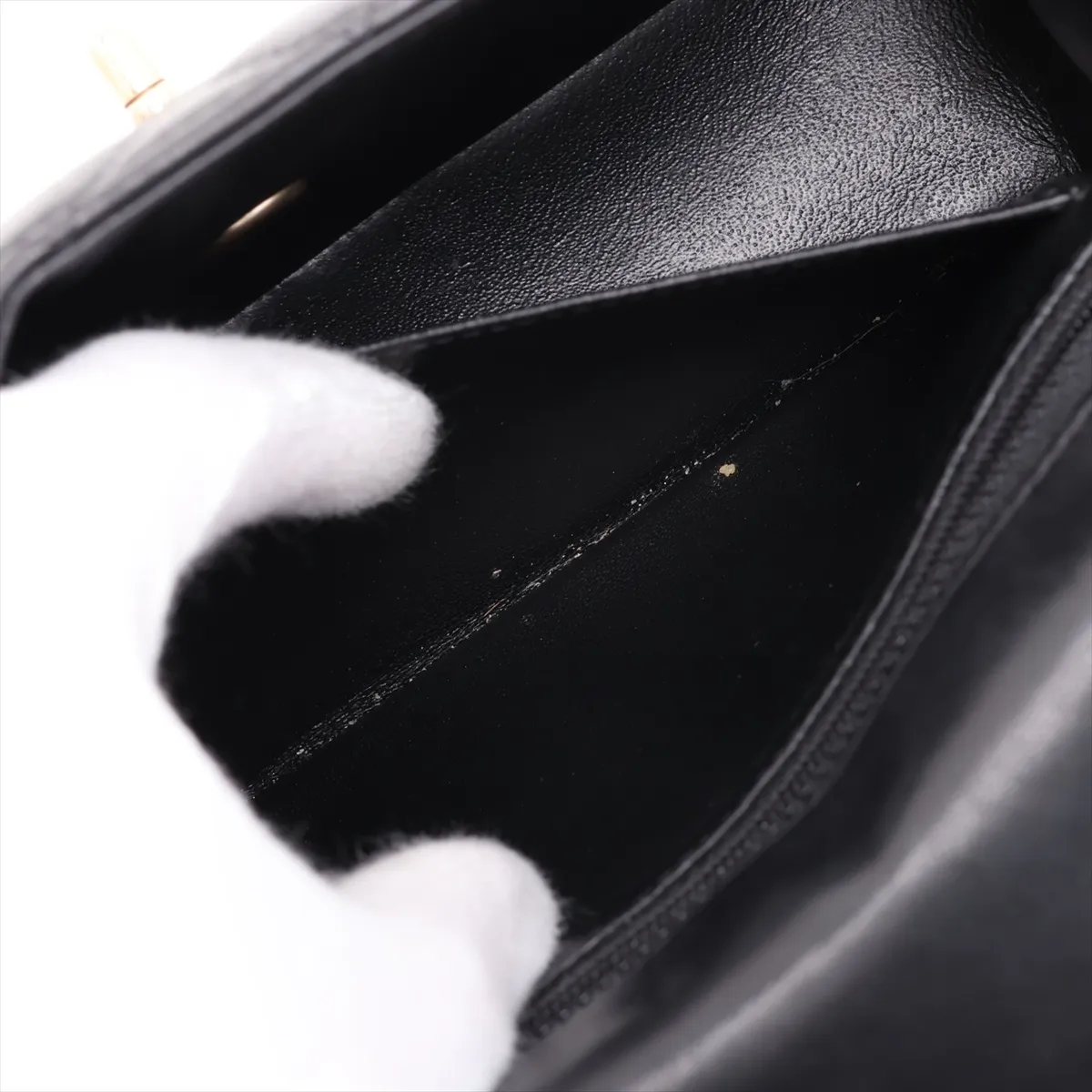 Matelassé Lambskin Single Flap Single Chain Bag, Black with Gold Hardware, 20410027 (Serial Number in the 20s) — view 8