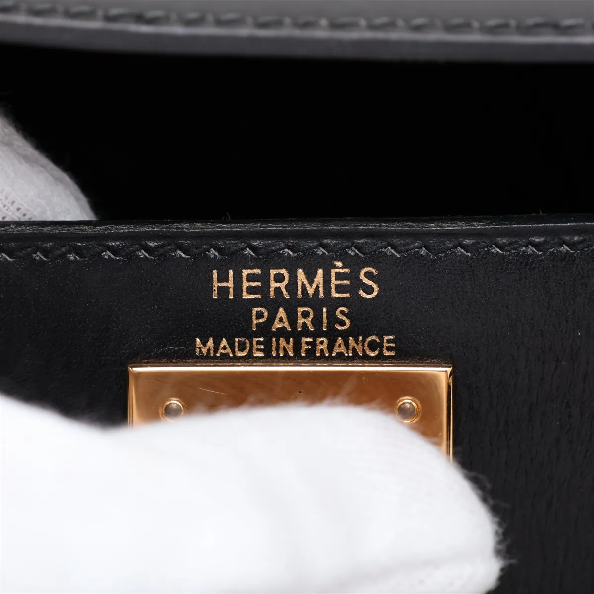 [Individually packaged] Hermes Kelly 28 Sellier Box Calf Black Gold Hardware A: 1971 — view 11