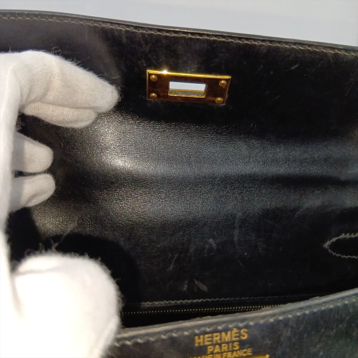 [Individually packaged] Hermes Kelly 28 Sellier Box Calf Black Gold Hardware A: 1971 — view 14