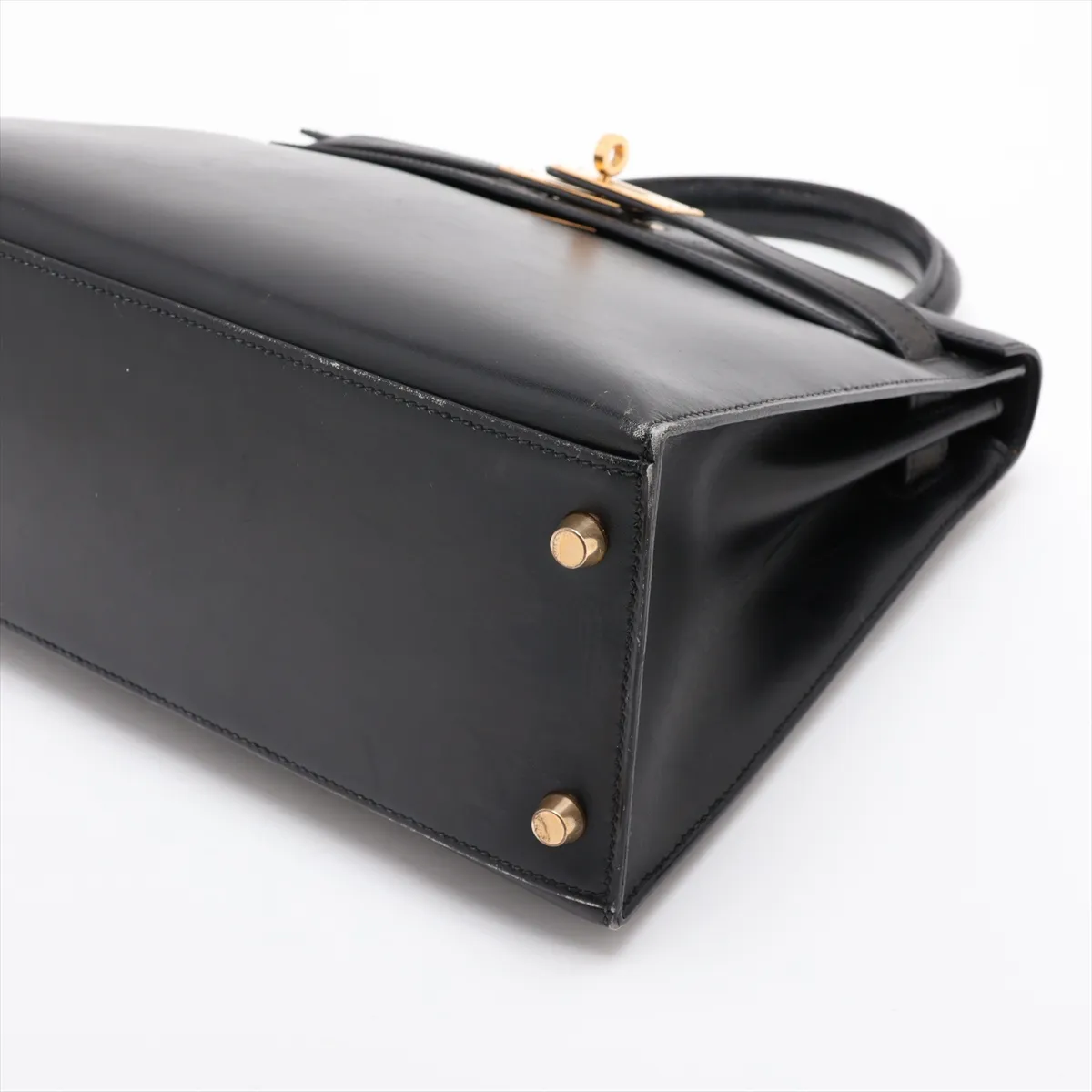 [Individually packaged] Hermes Kelly 28 Sellier Box Calf Black Gold Hardware A: 1971 — view 3