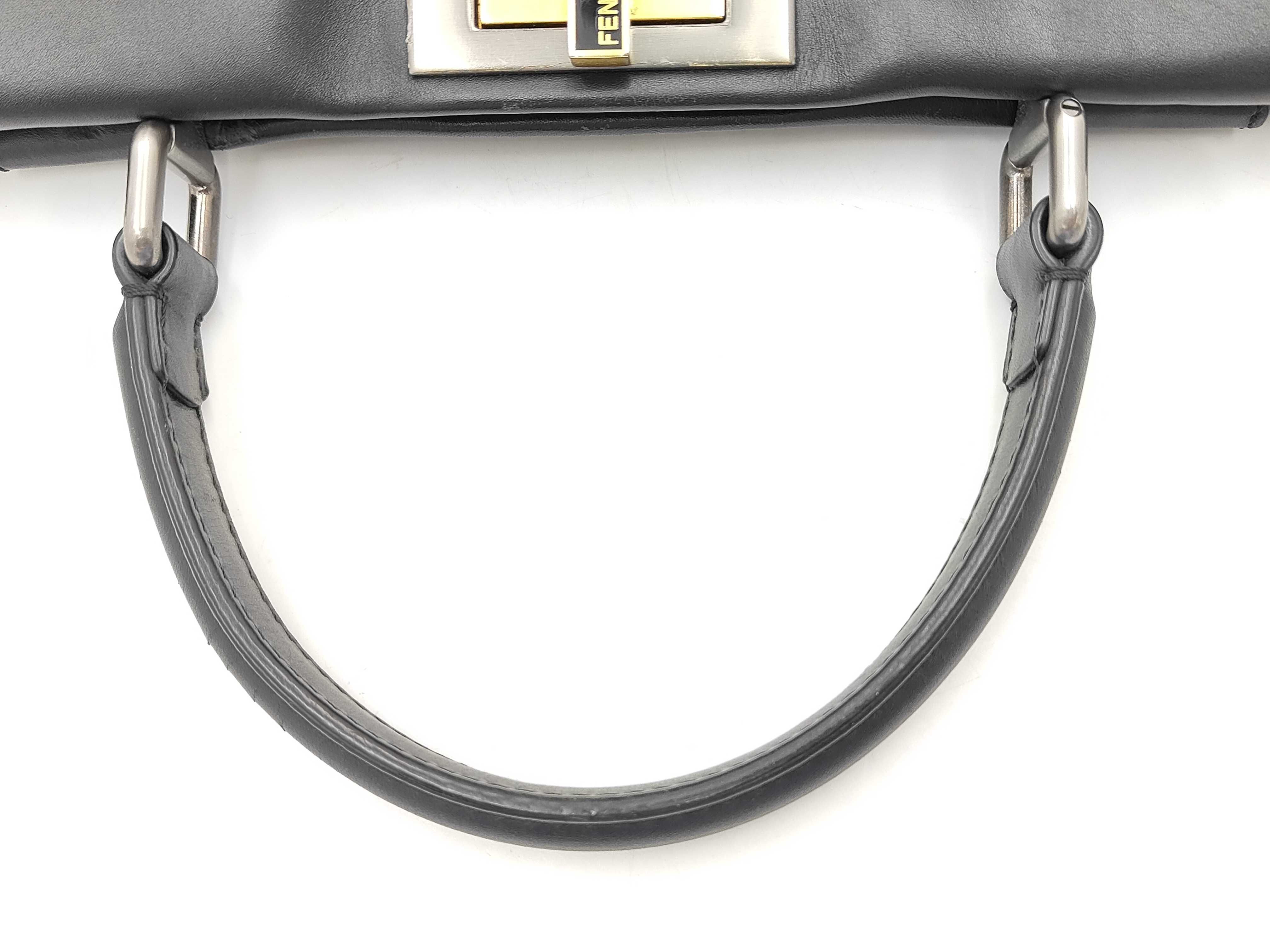 Peekaboo Regular Leather Handbag, Black — view 3