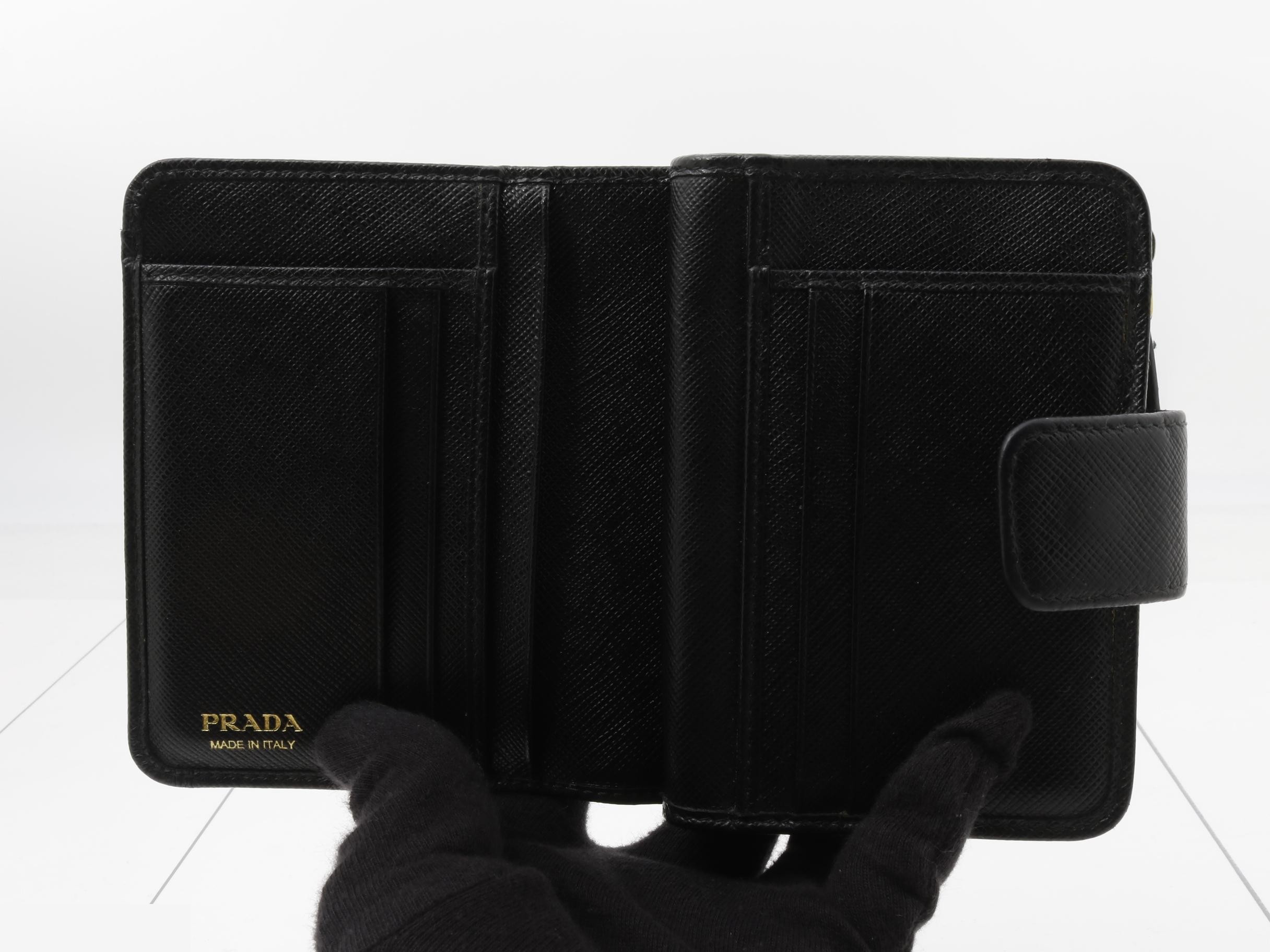 Bi-fold wallet, Saffiano leather, black — view 4