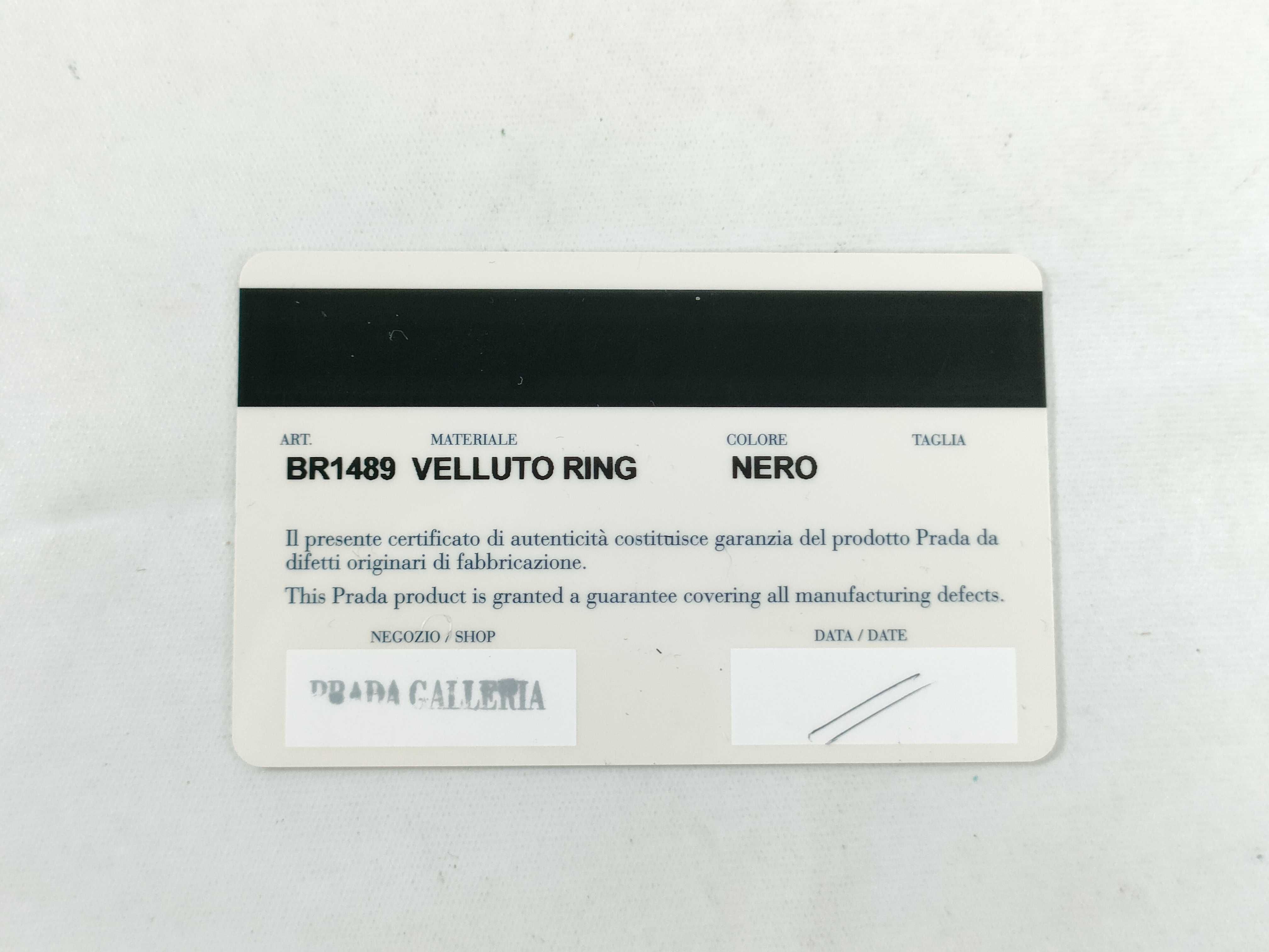 Velour Triangle Logo Side Ribbon Handbag BR1489 VELLUTO RING Black Handbag with Guarantee Card and Dust Bag — view 14