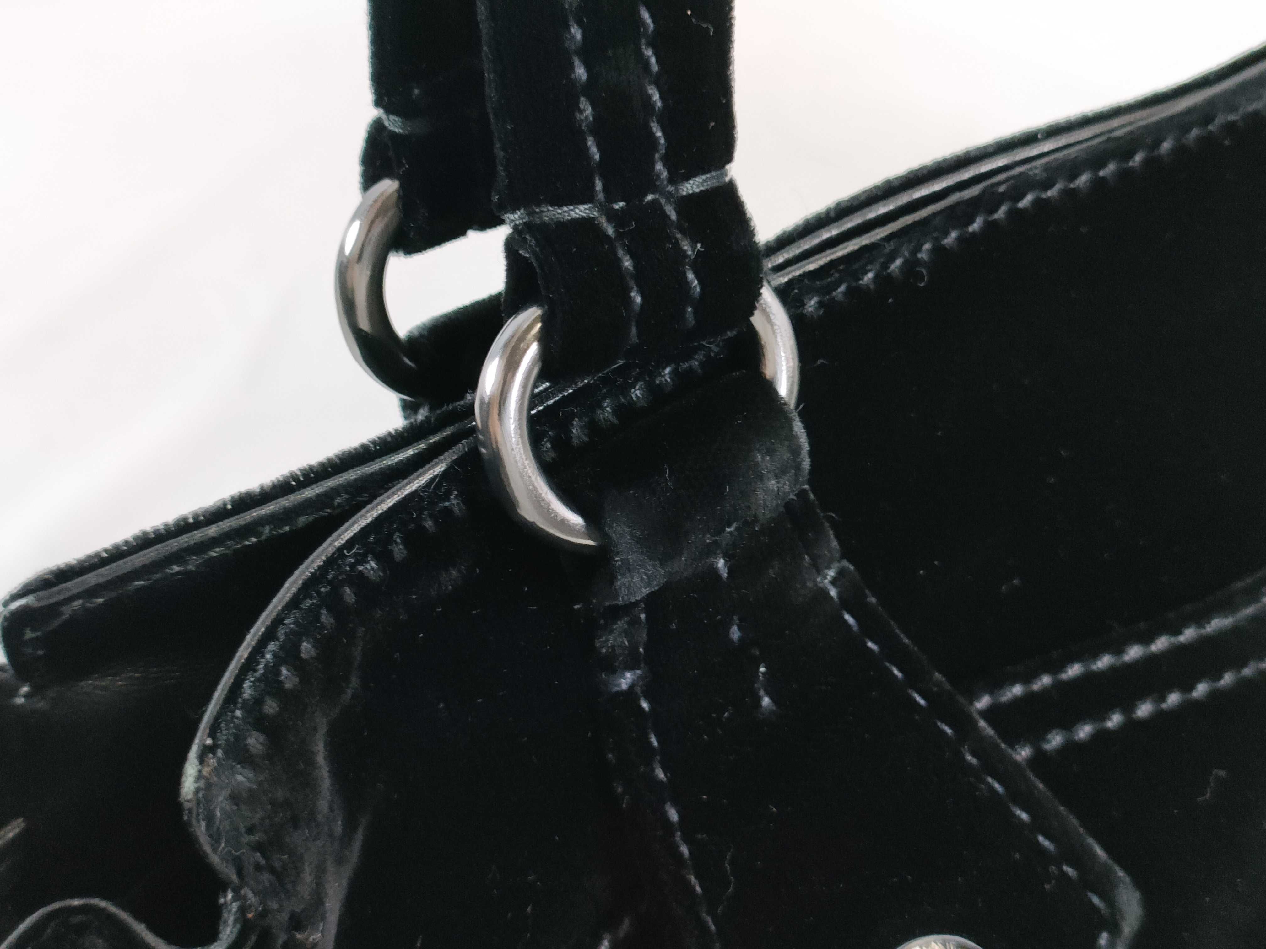 Velour Triangle Logo Side Ribbon Handbag BR1489 VELLUTO RING Black Handbag with Guarantee Card and Dust Bag — view 5