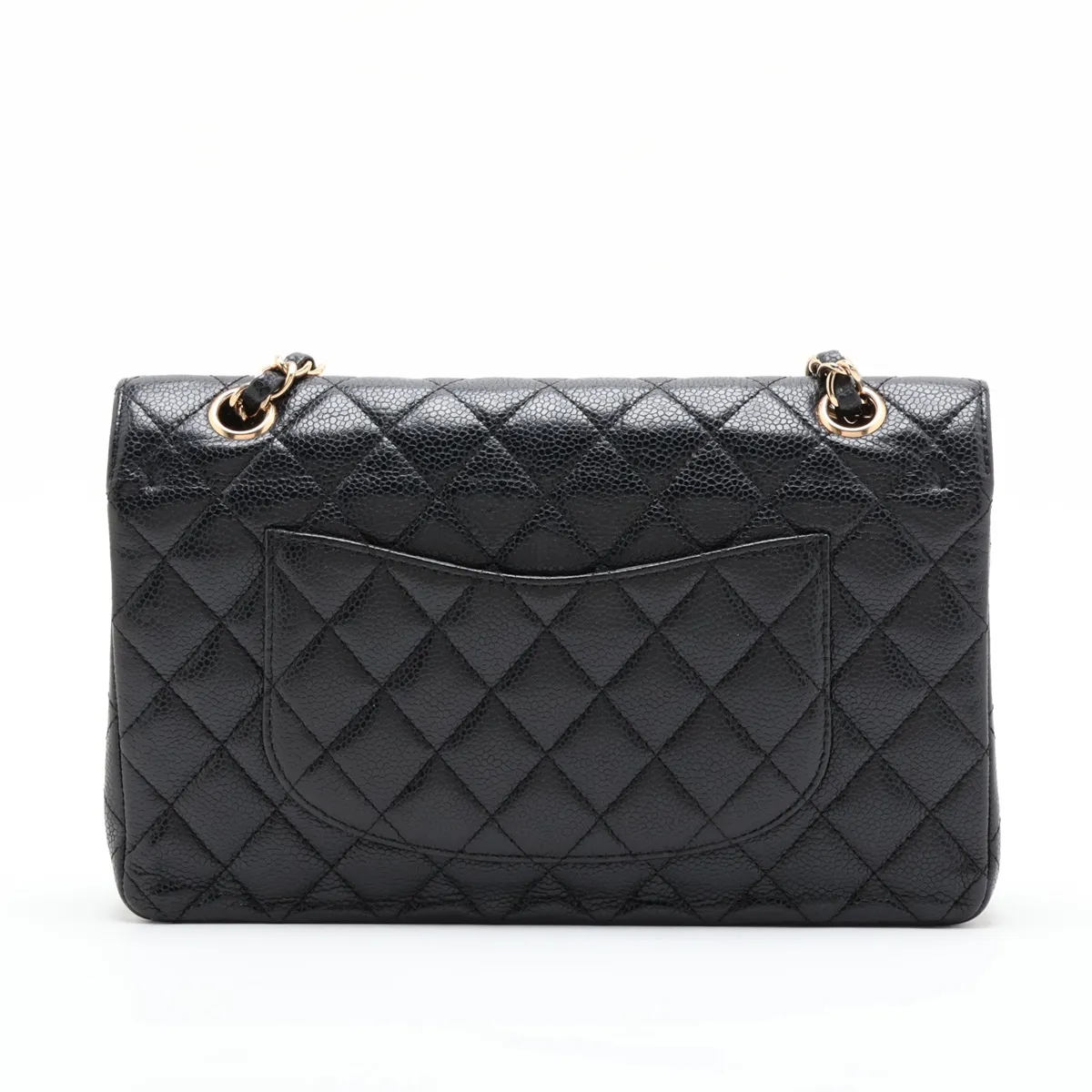 [Individually packaged] Chanel Matelassé 25 Caviar Skin Double Flap Double Chain Bag, Black with Gold Hardware, 12976065, Series 12, A01112 — view 2