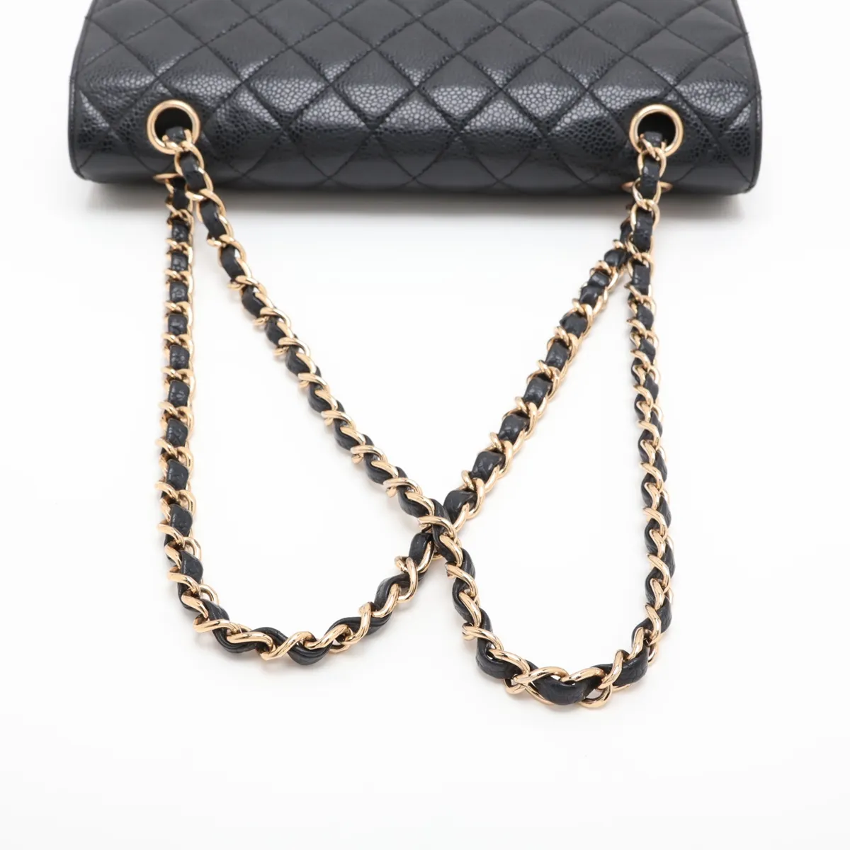 [Individually packaged] Chanel Matelassé 25 Caviar Skin Double Flap Double Chain Bag, Black with Gold Hardware, 12976065, Series 12, A01112 — view 5