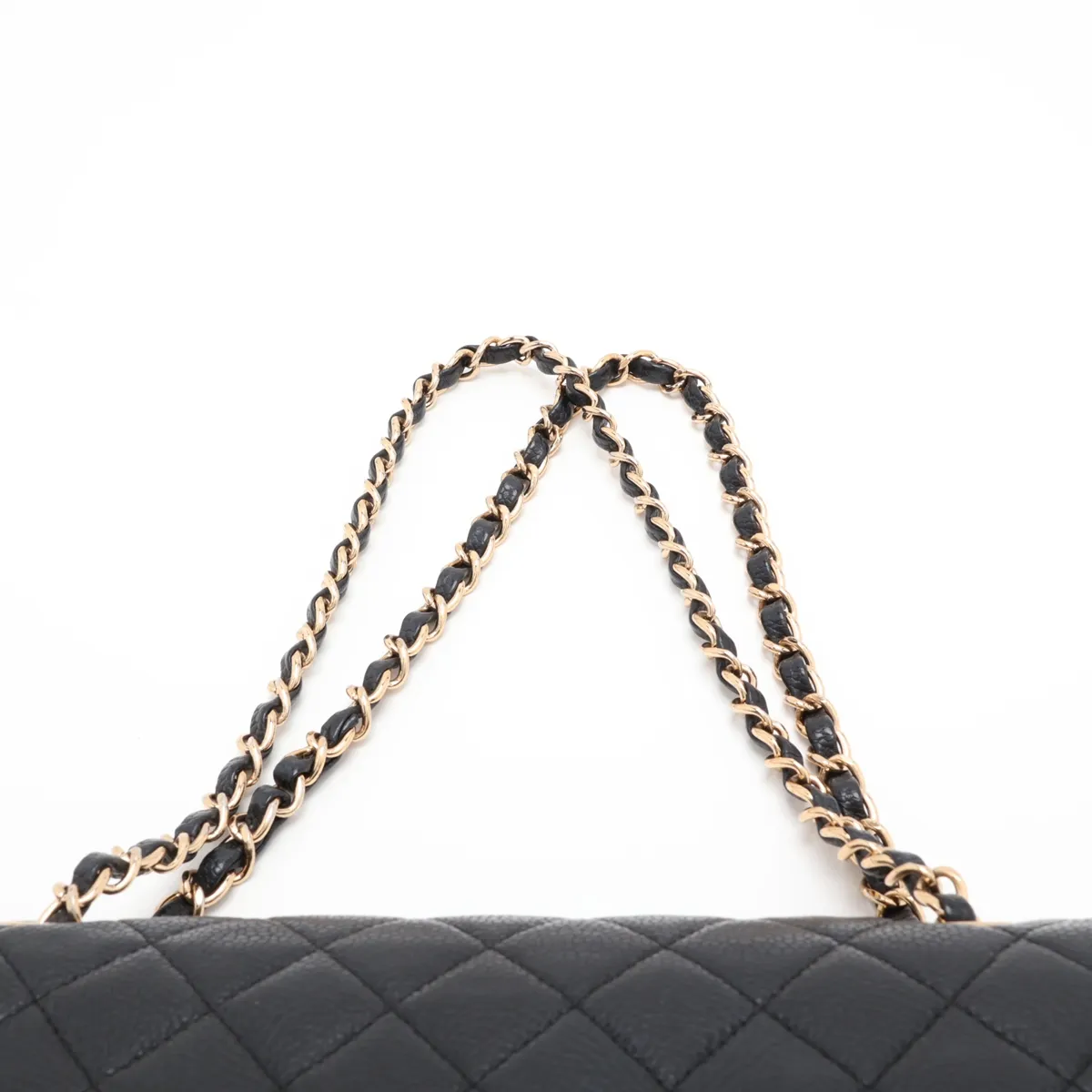 [Individually packaged] Chanel Matelassé 25 Caviar Skin Double Flap Double Chain Bag, Black with Gold Hardware, 12976065, Series 12, A01112 — view 6