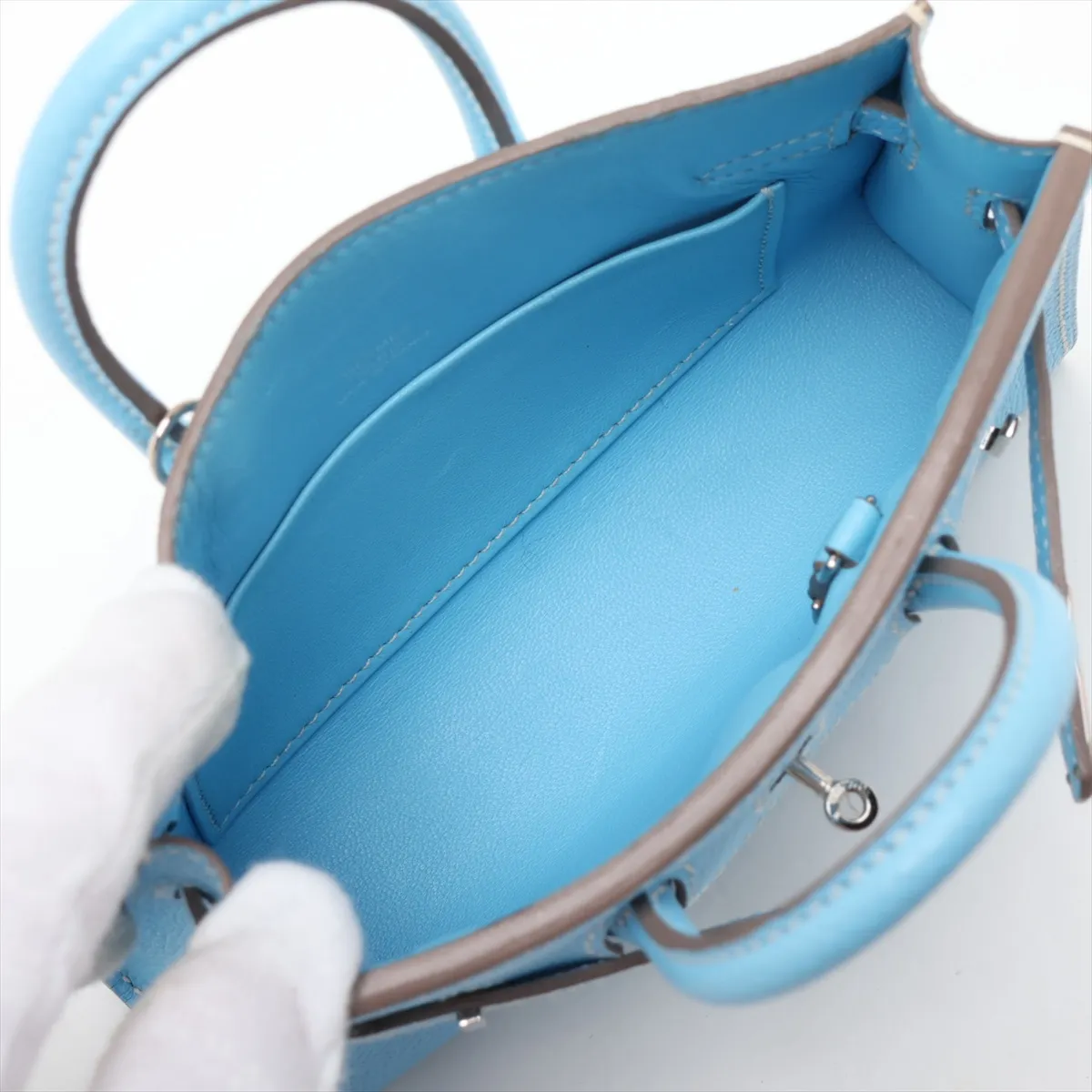 [Individually packaged] Hermes Tiny Birkin Veau Epsom Celeste Silver Hardware O: 2011 — view 8