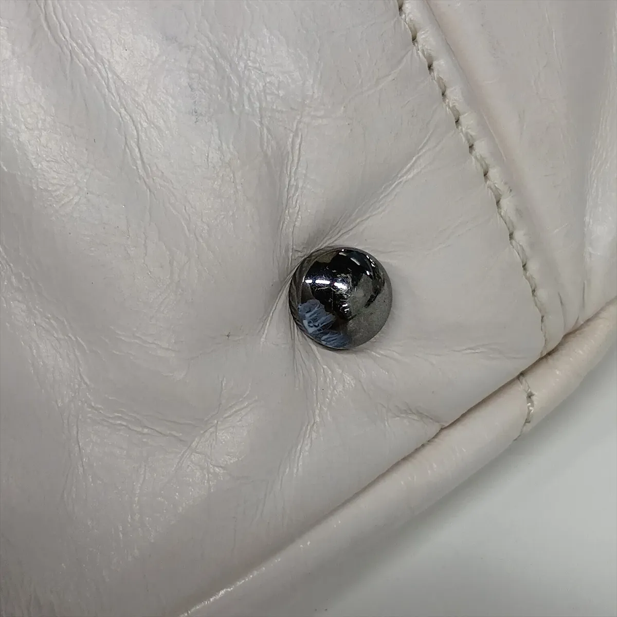 Portobello Vintage Calfskin x Suede 2-Way Handbag, White x Beige, Silver Hardware, 12764600, Serial Number 12 — view 13