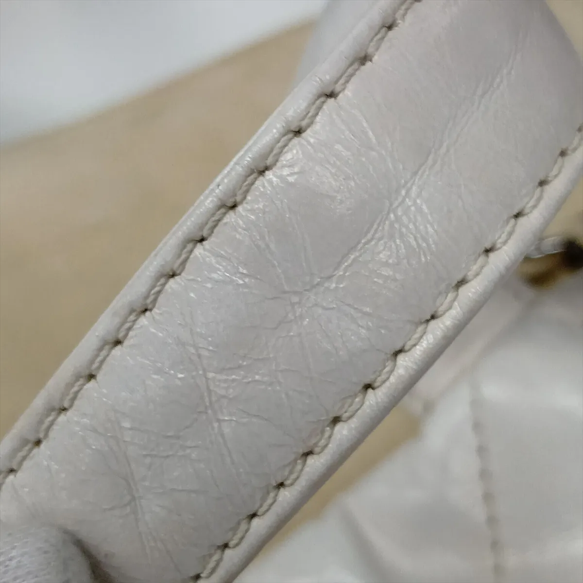 Portobello Vintage Calfskin x Suede 2-Way Handbag, White x Beige, Silver Hardware, 12764600, Serial Number 12 — view 14