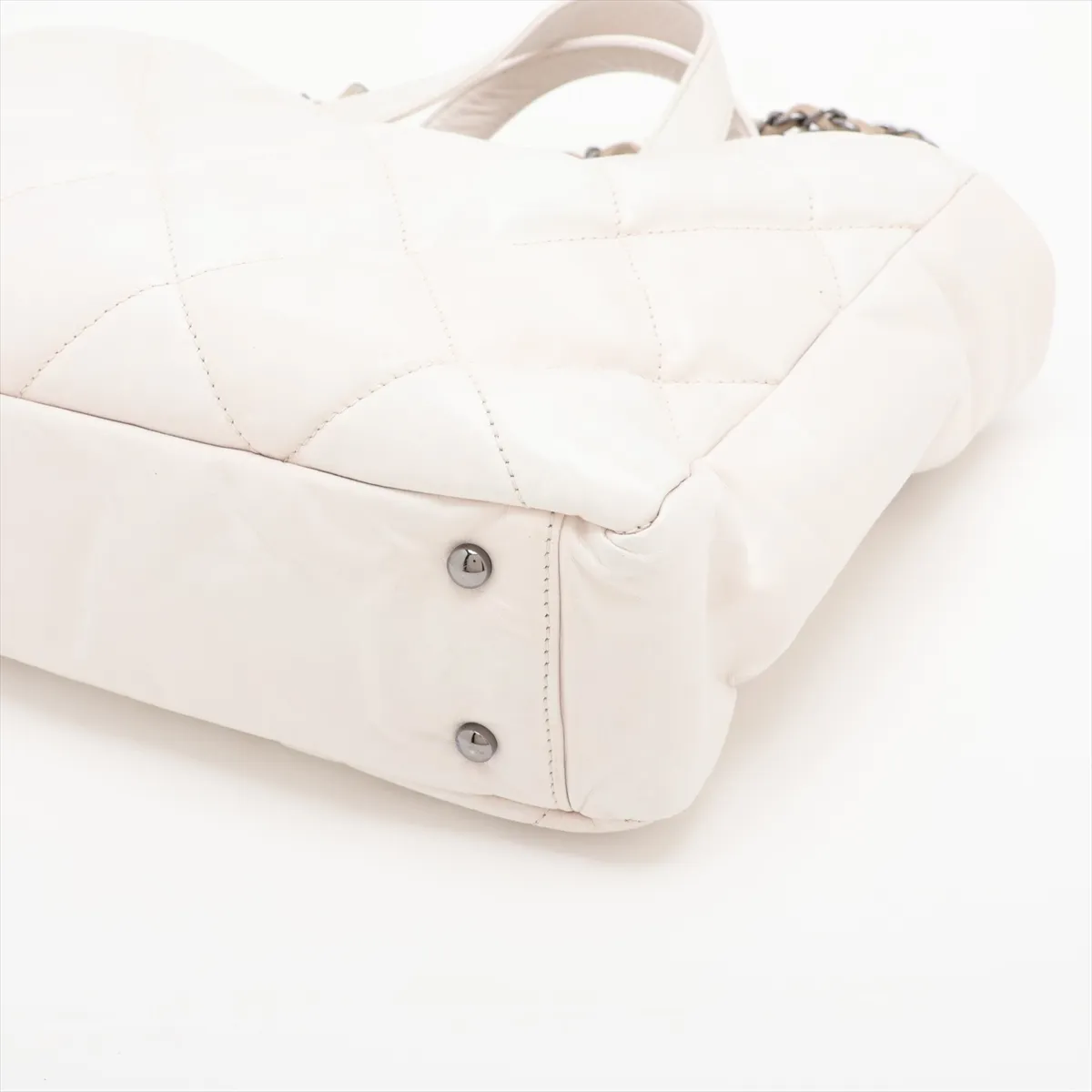 Portobello Vintage Calfskin x Suede 2-Way Handbag, White x Beige, Silver Hardware, 12764600, Serial Number 12 — view 3