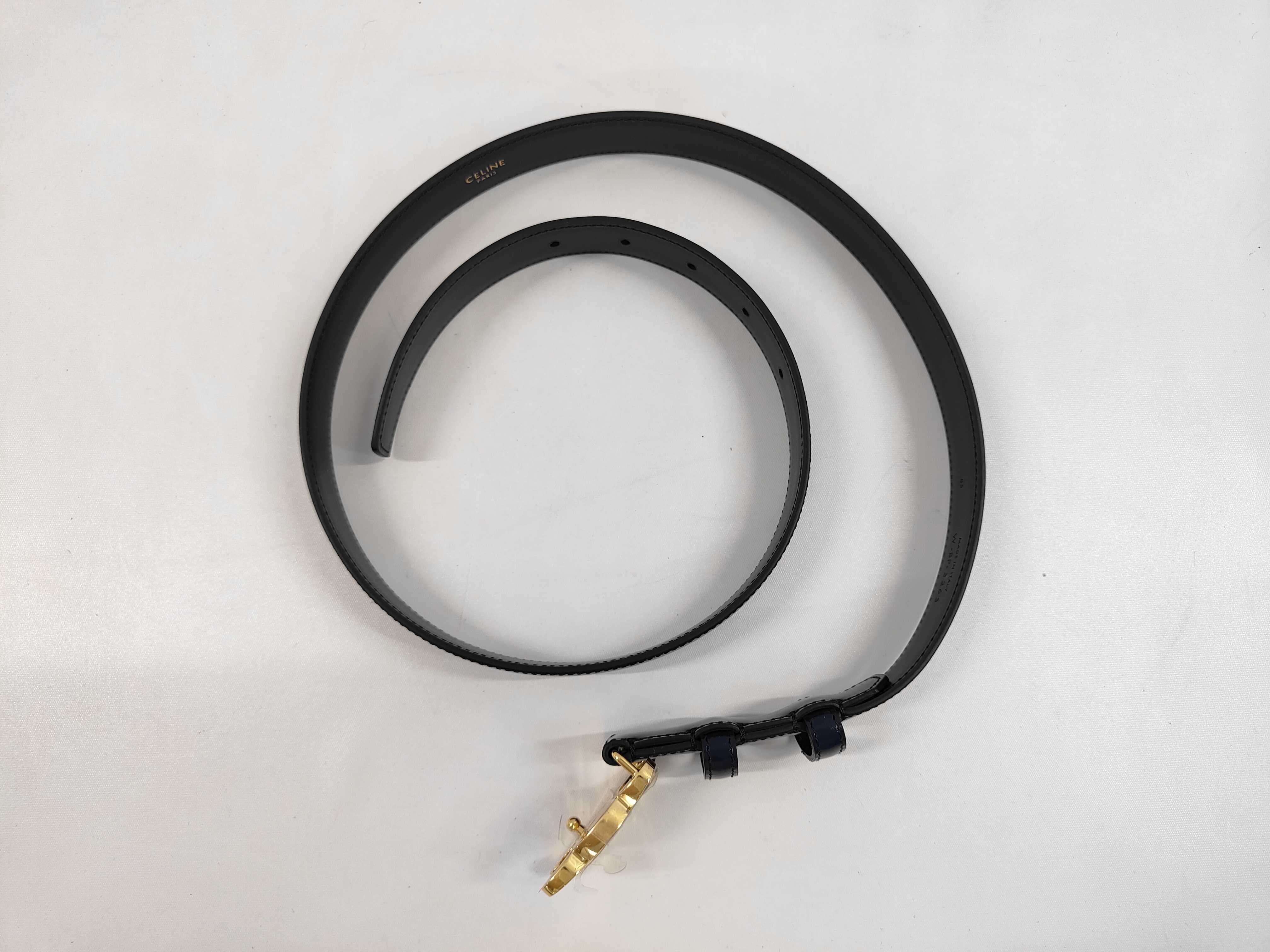 Triomphe Medium Navy 25mm Leather Belt — view 7