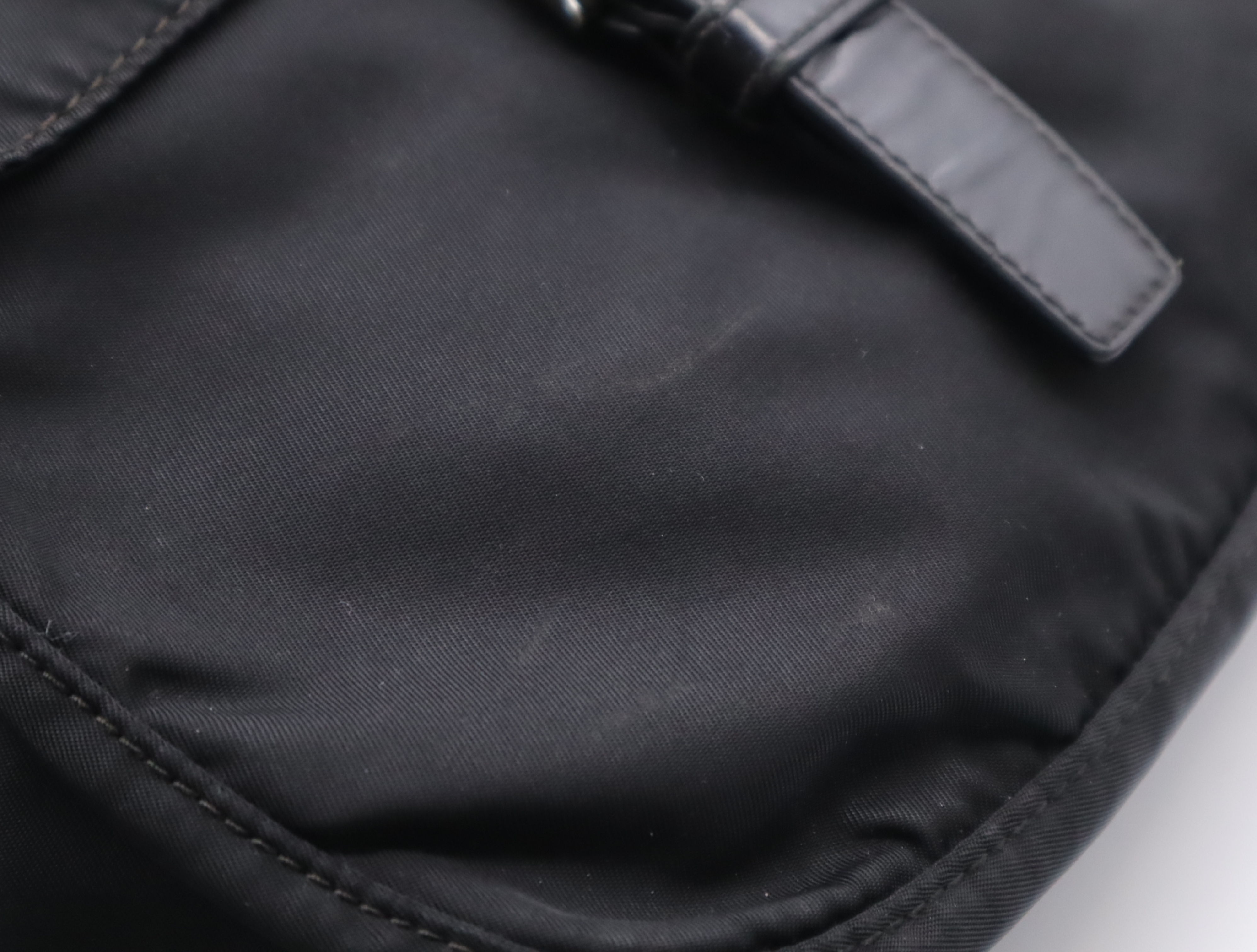 Nylon Triangle Logo Shoulder Bag, Black, Silver Hardware — view 11