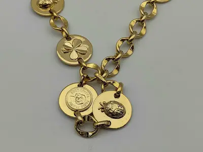 engraved Coco Mark Mademoiselle Clover Ladybug Belt