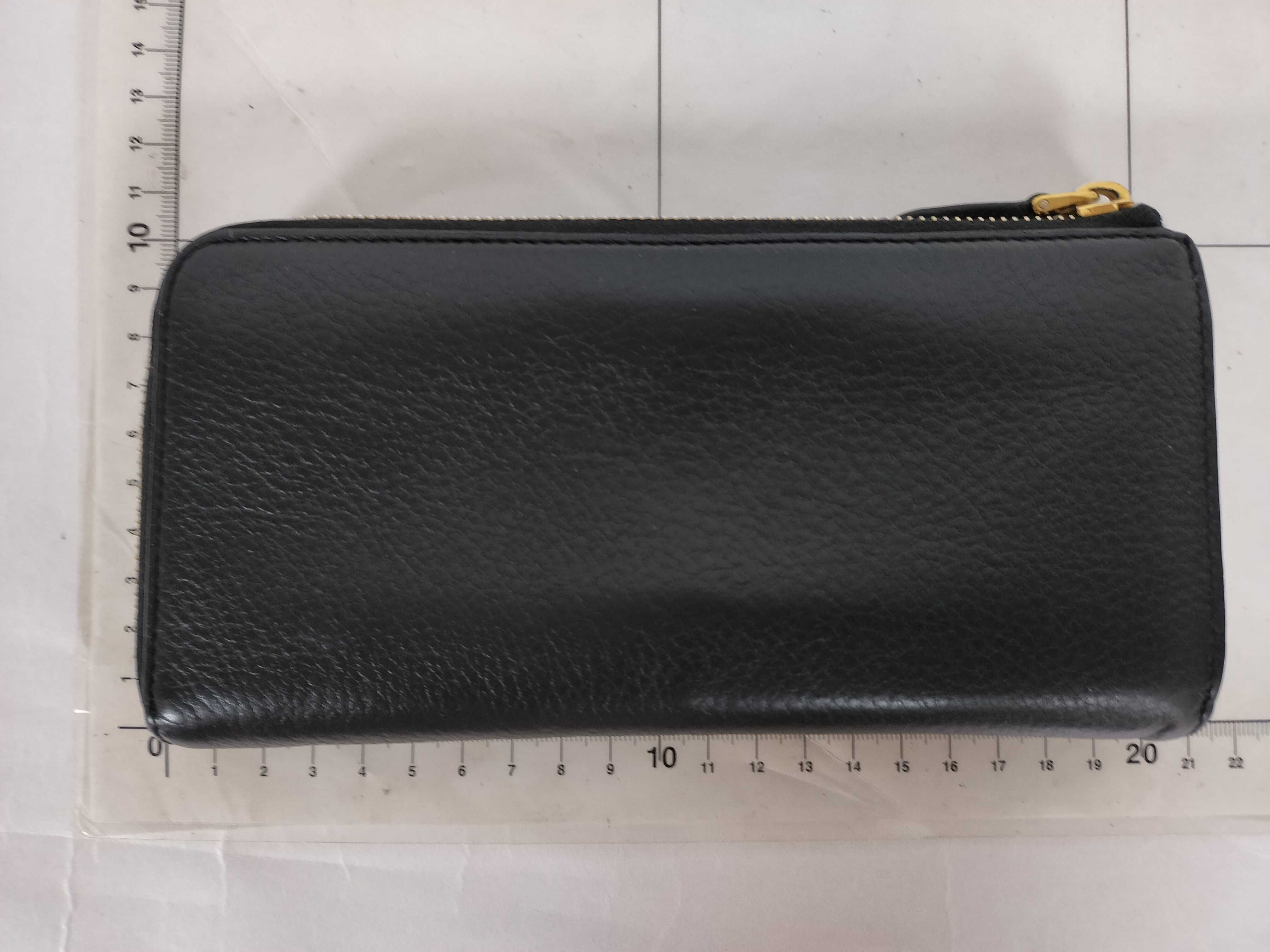 grained leather round long wallet black serial number wallet — view 2