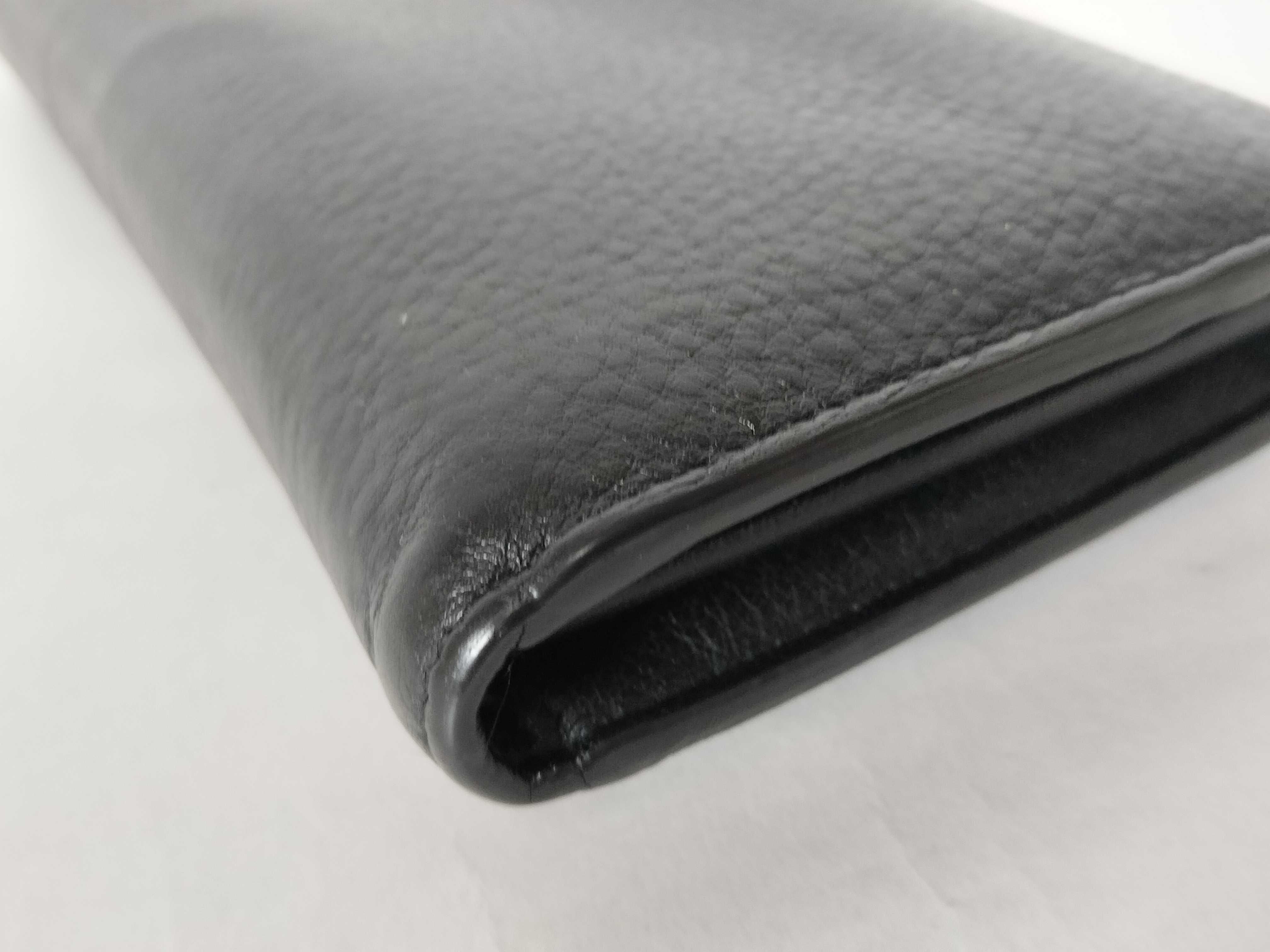 grained leather round long wallet black serial number wallet — view 3