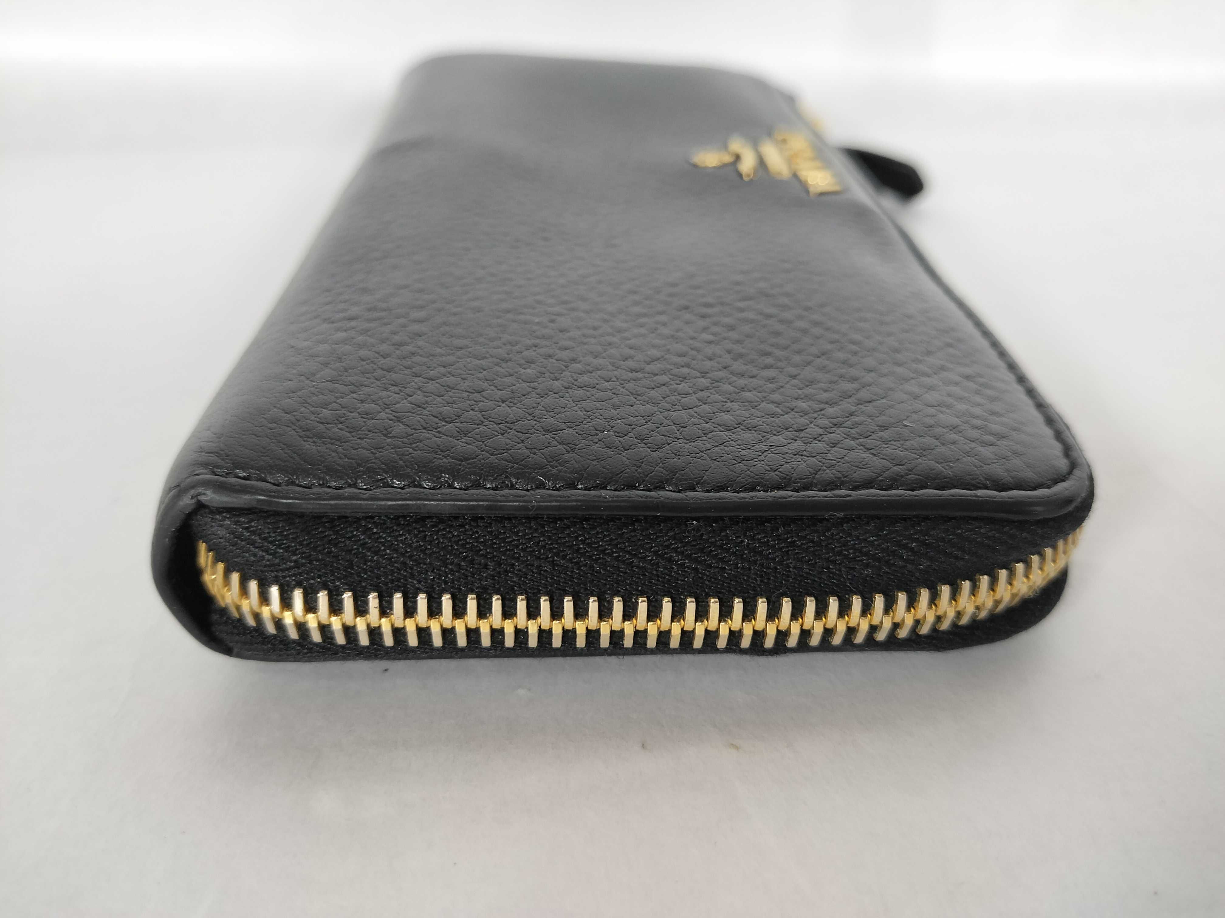 grained leather round long wallet black serial number wallet — view 6