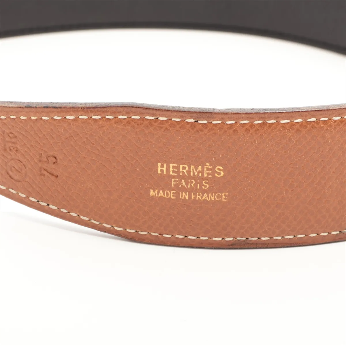 H-belt Z:1996 Belt 75 Leather Gold x Black Hole wear, lifting, — view 5