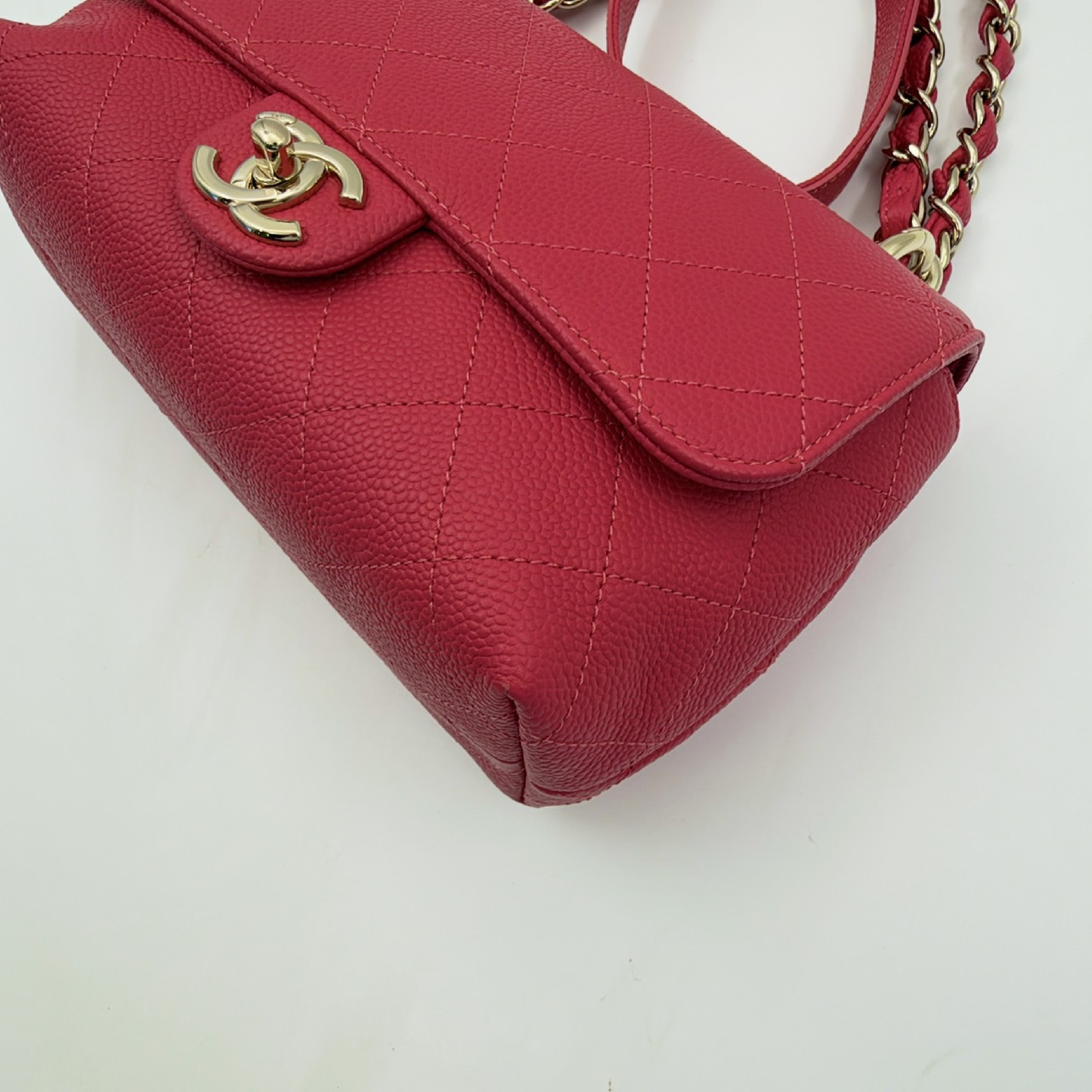 Mini Matelassé Caviar Skin Pink Shoulder Bag — view 4