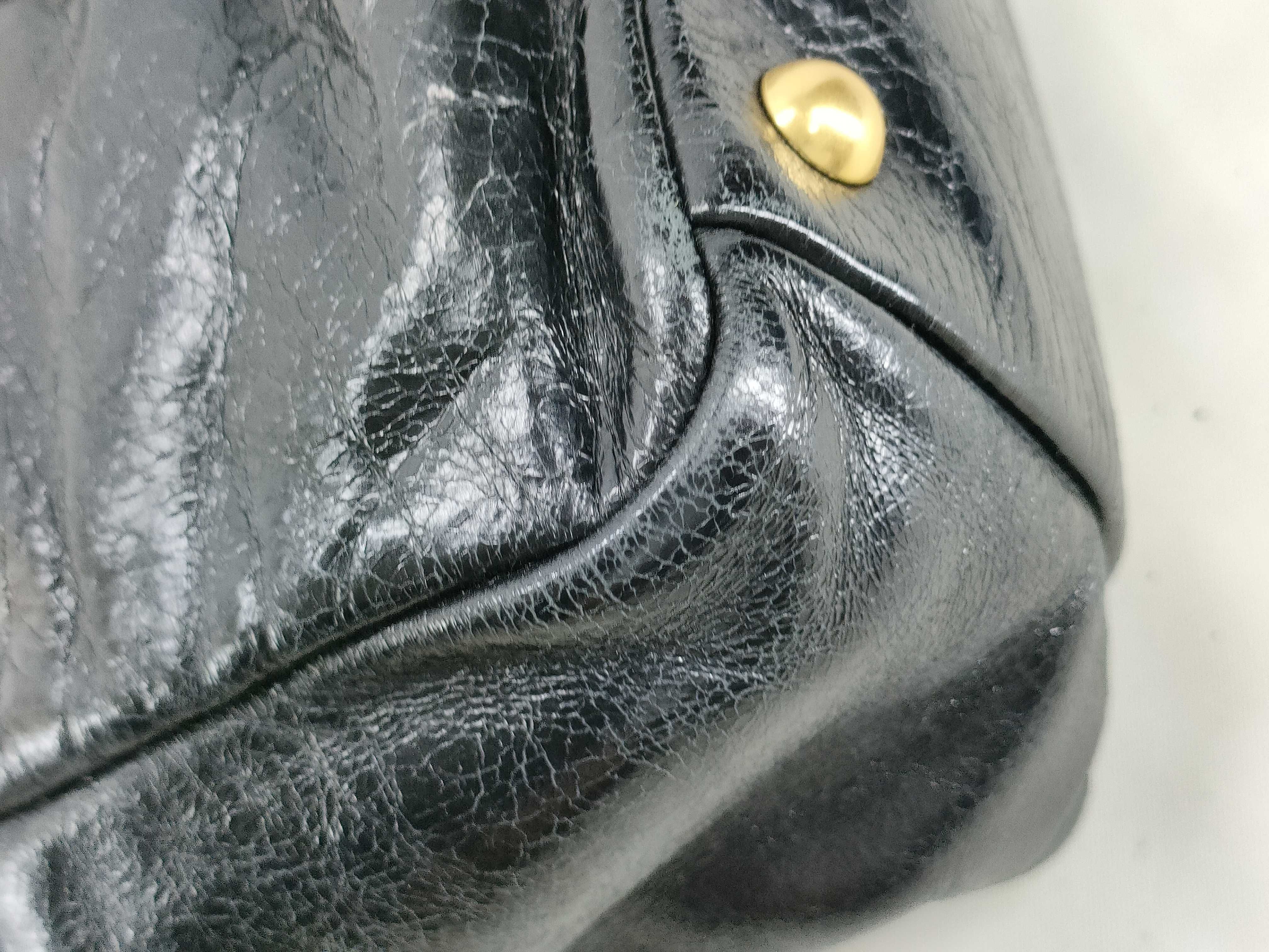 2-way Gathered Handbag/Shoulder Bag, Black Handbag — view 7