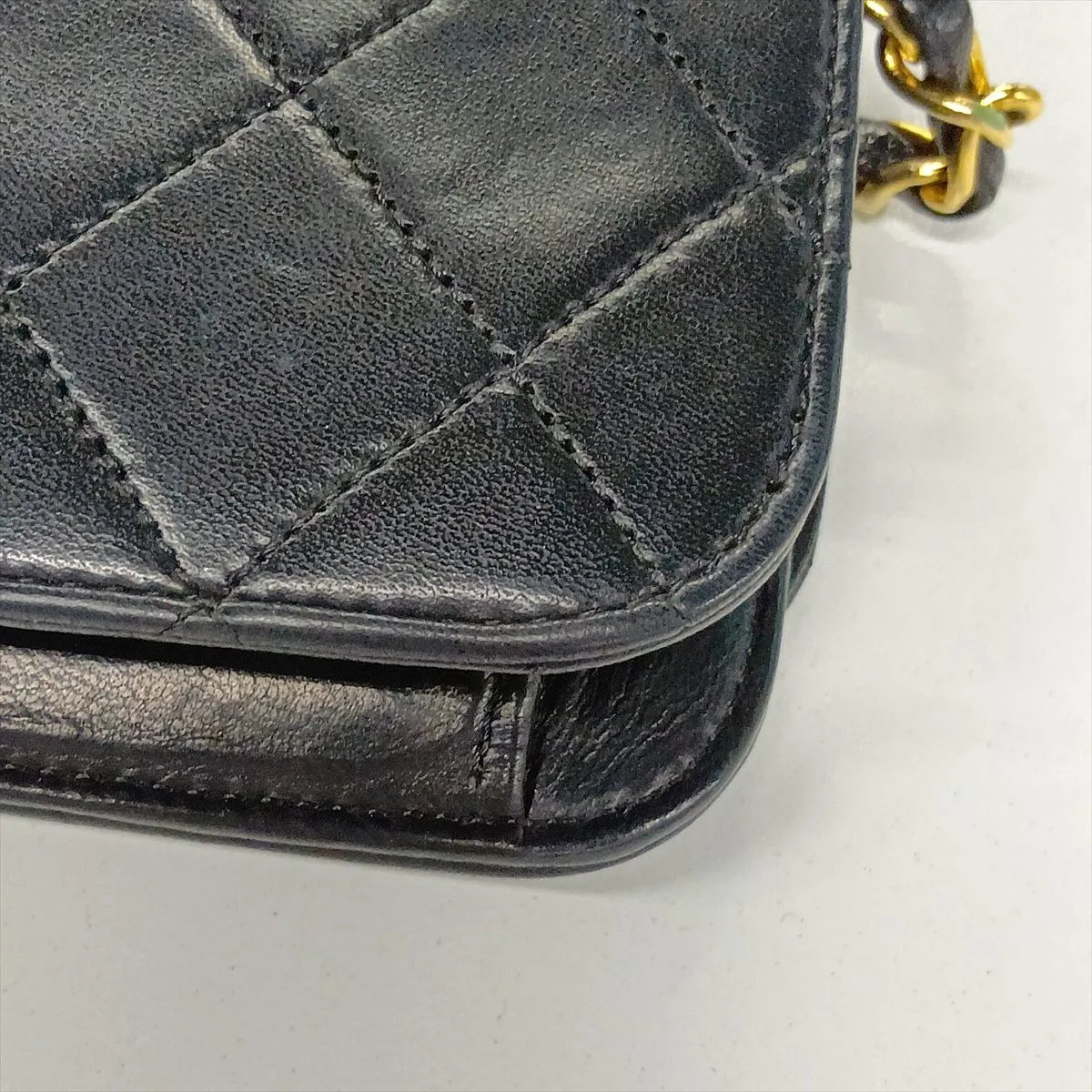 Matelassé Lambskin Chain Shoulder Bag, Push-Lock, Black with Gold Hardware, 250283 (Serial Number 0) — view 13