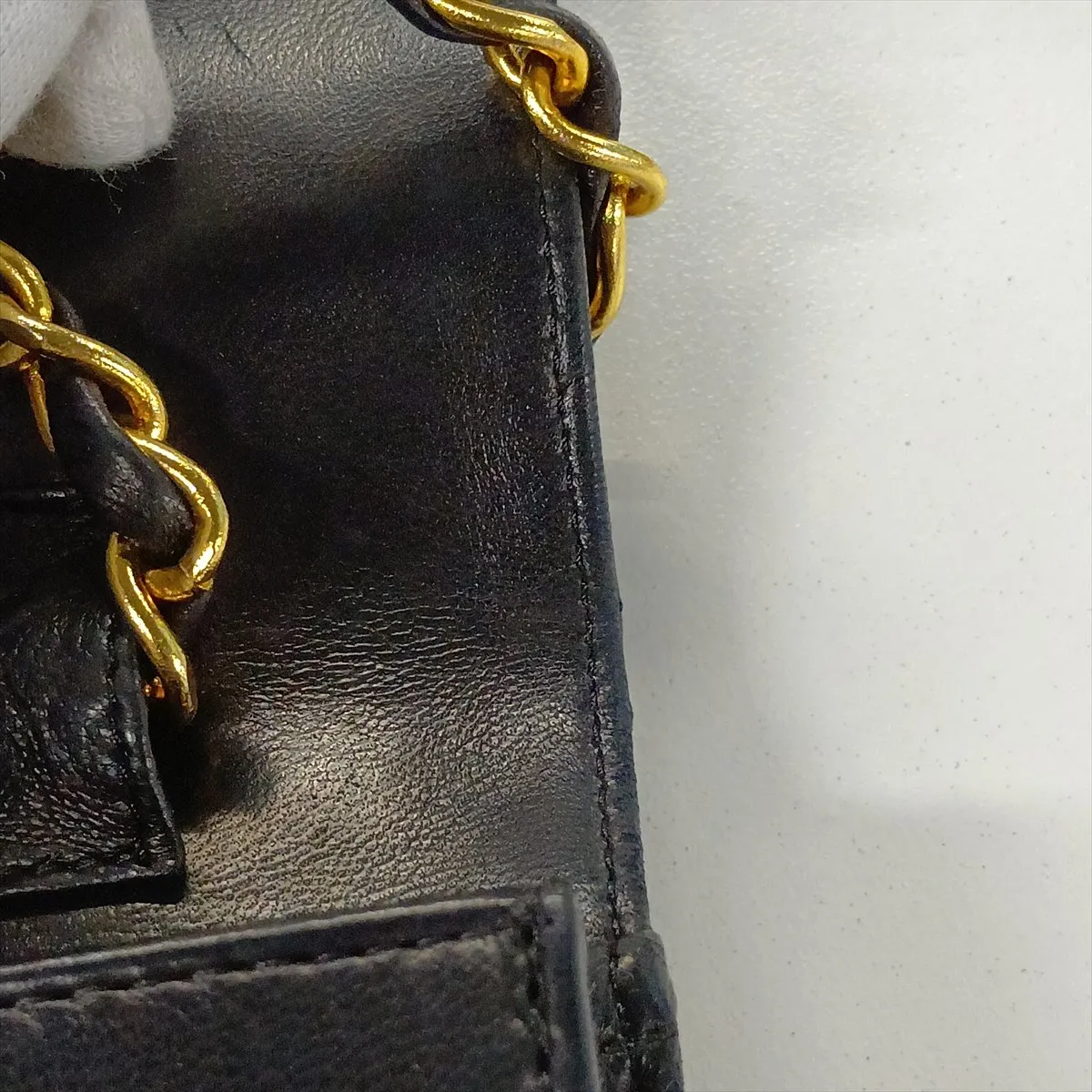 Matelassé Lambskin Chain Shoulder Bag, Push-Lock, Black with Gold Hardware, 250283 (Serial Number 0) — view 14