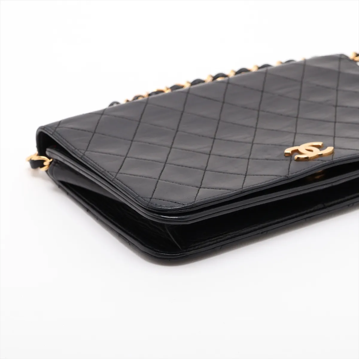 Matelassé Lambskin Chain Shoulder Bag, Push-Lock, Black with Gold Hardware, 250283 (Serial Number 0) — view 4