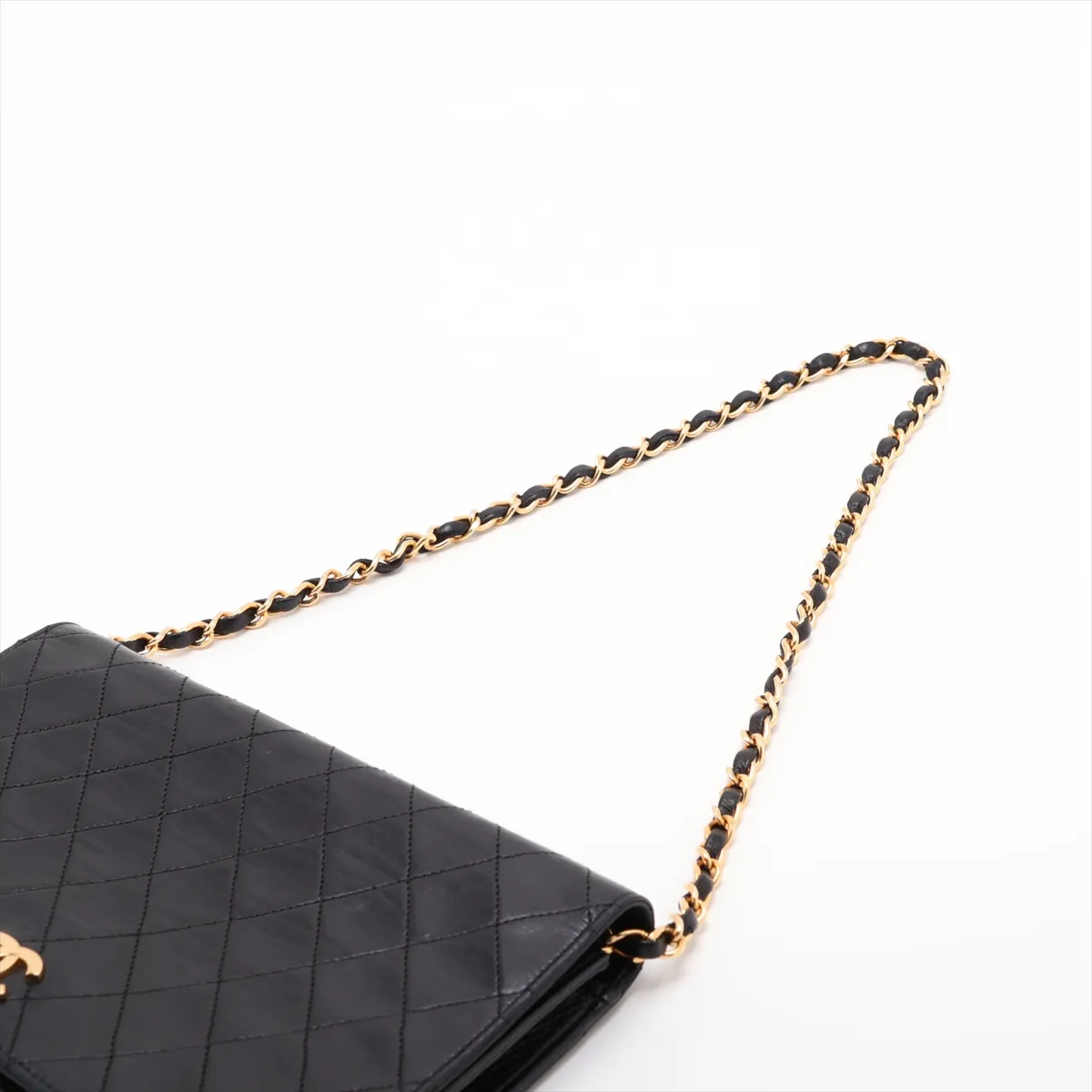 Matelassé Lambskin Chain Shoulder Bag, Push-Lock, Black with Gold Hardware, 250283 (Serial Number 0) — view 5