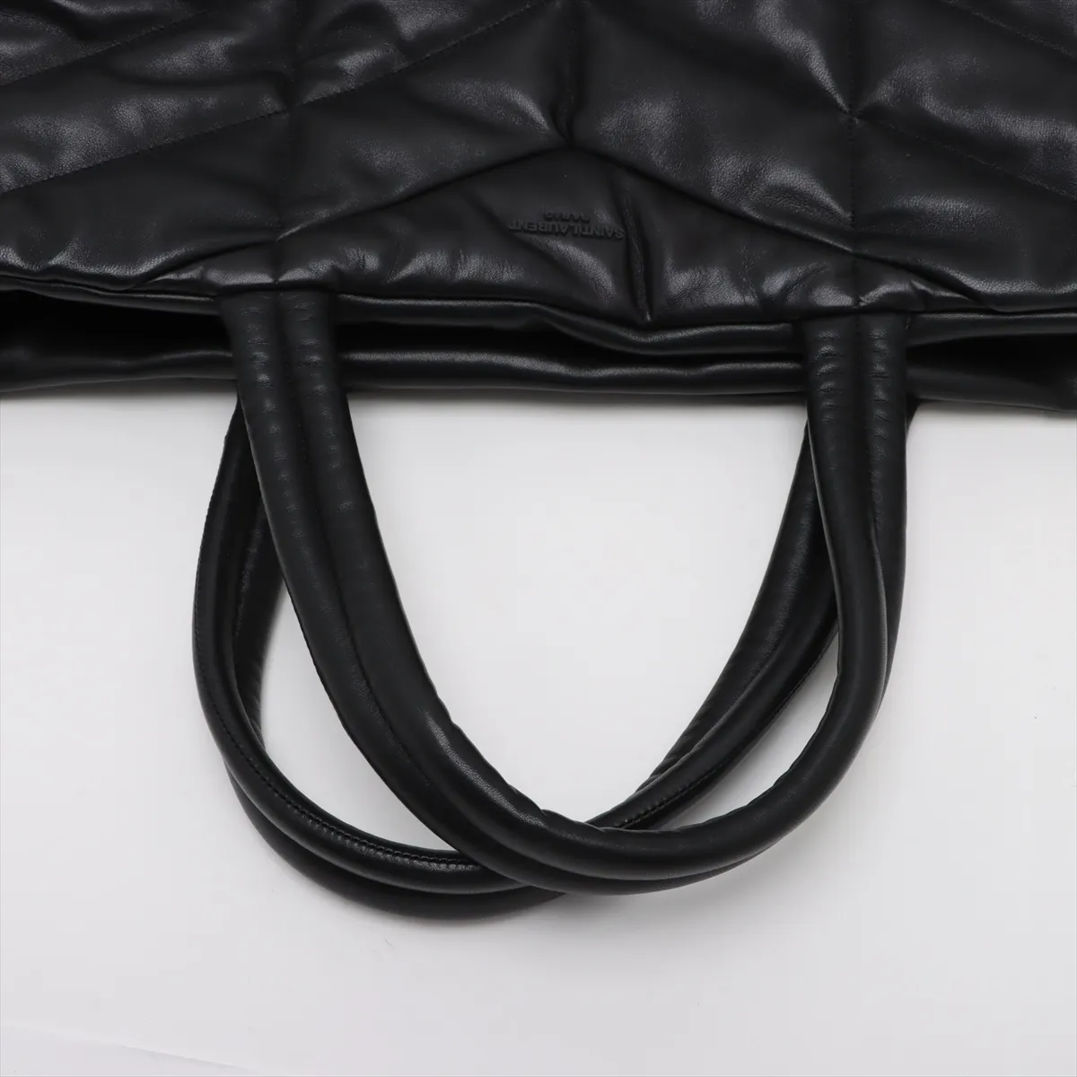 Puffer Leather Tote Bag, Black, 752888 — view 5